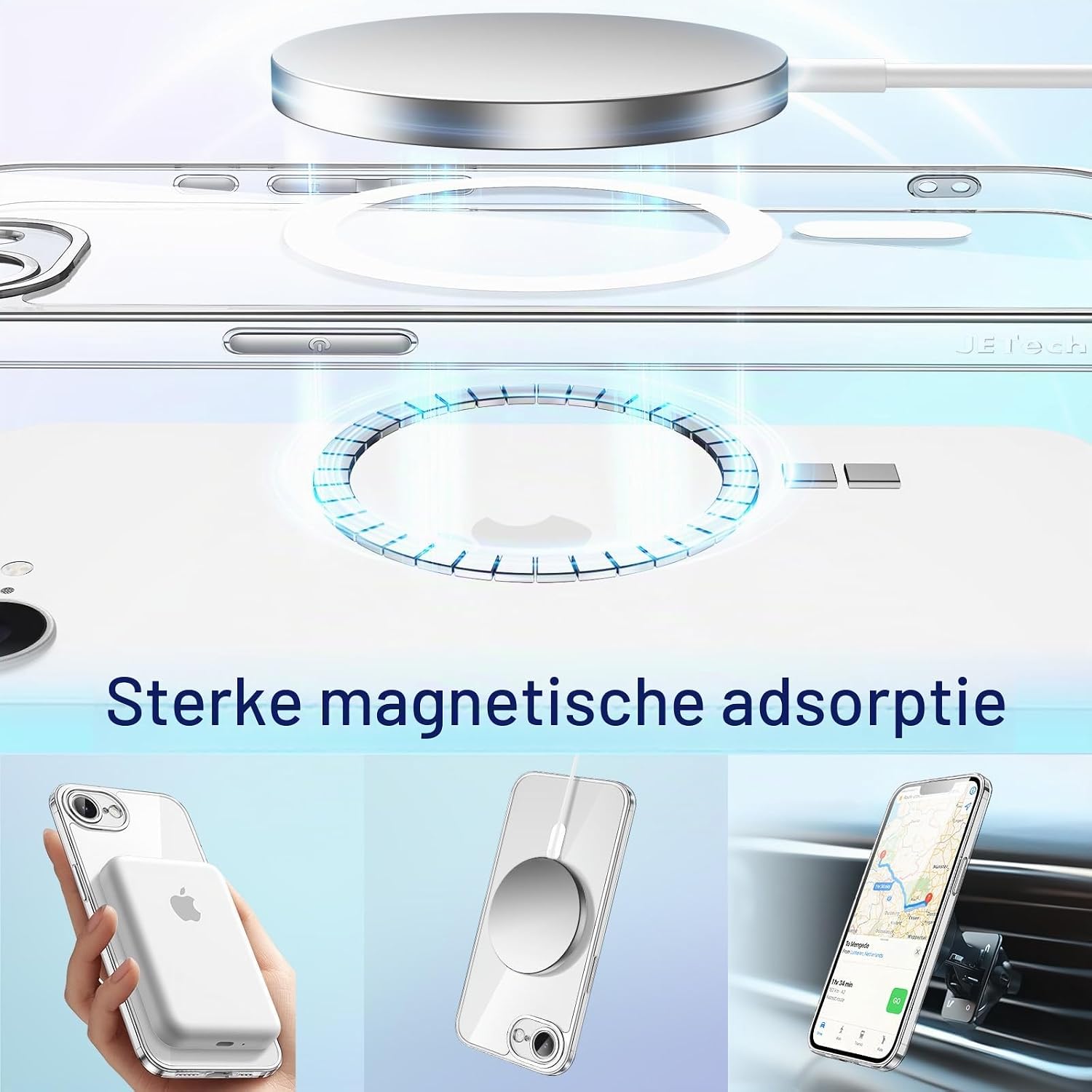 Thumbnail 3 de JETech 567B- slank hoesje voor iPhone 17e/16e, transparant en MagSafe