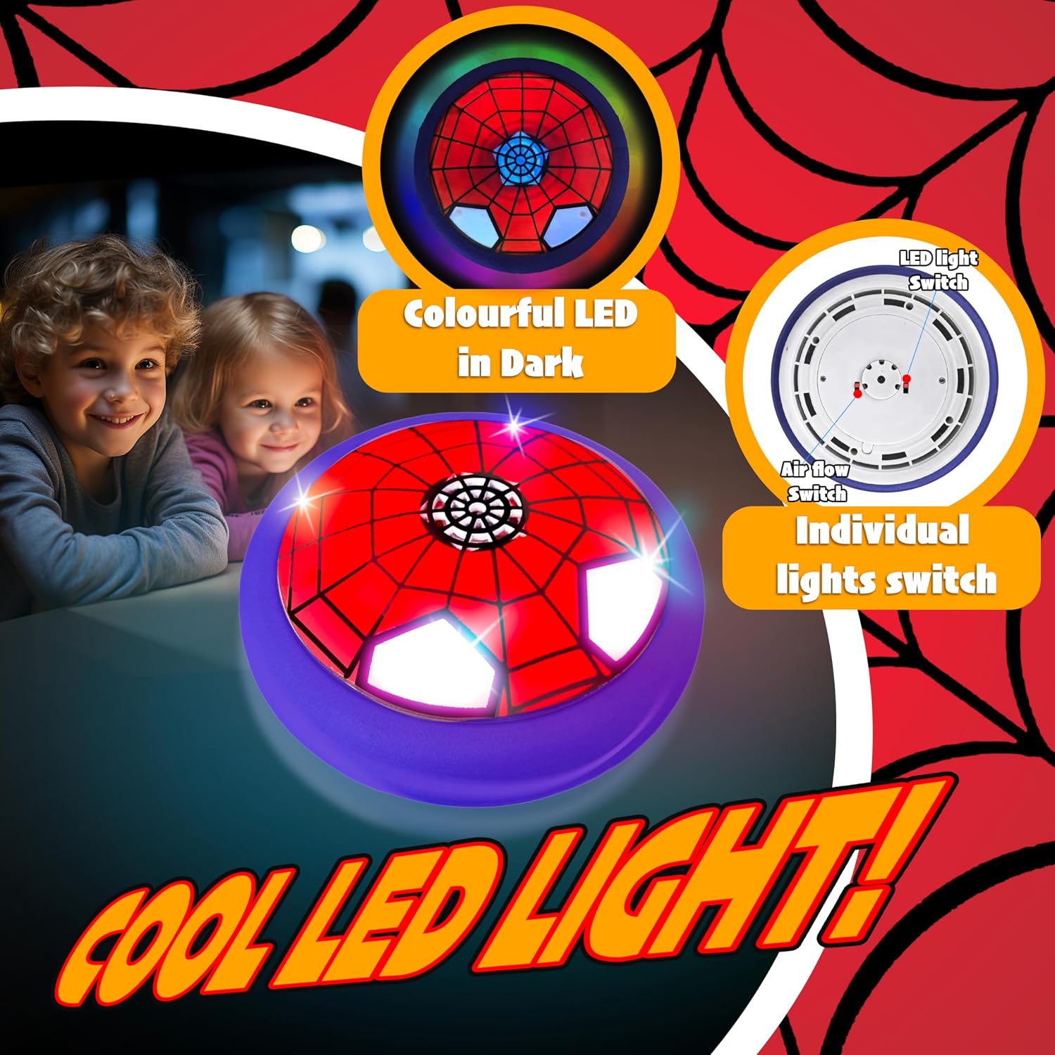 Thumbnail 3 de Spider Hover Football with LED Lights: Indoor Fun for Kids 3–12