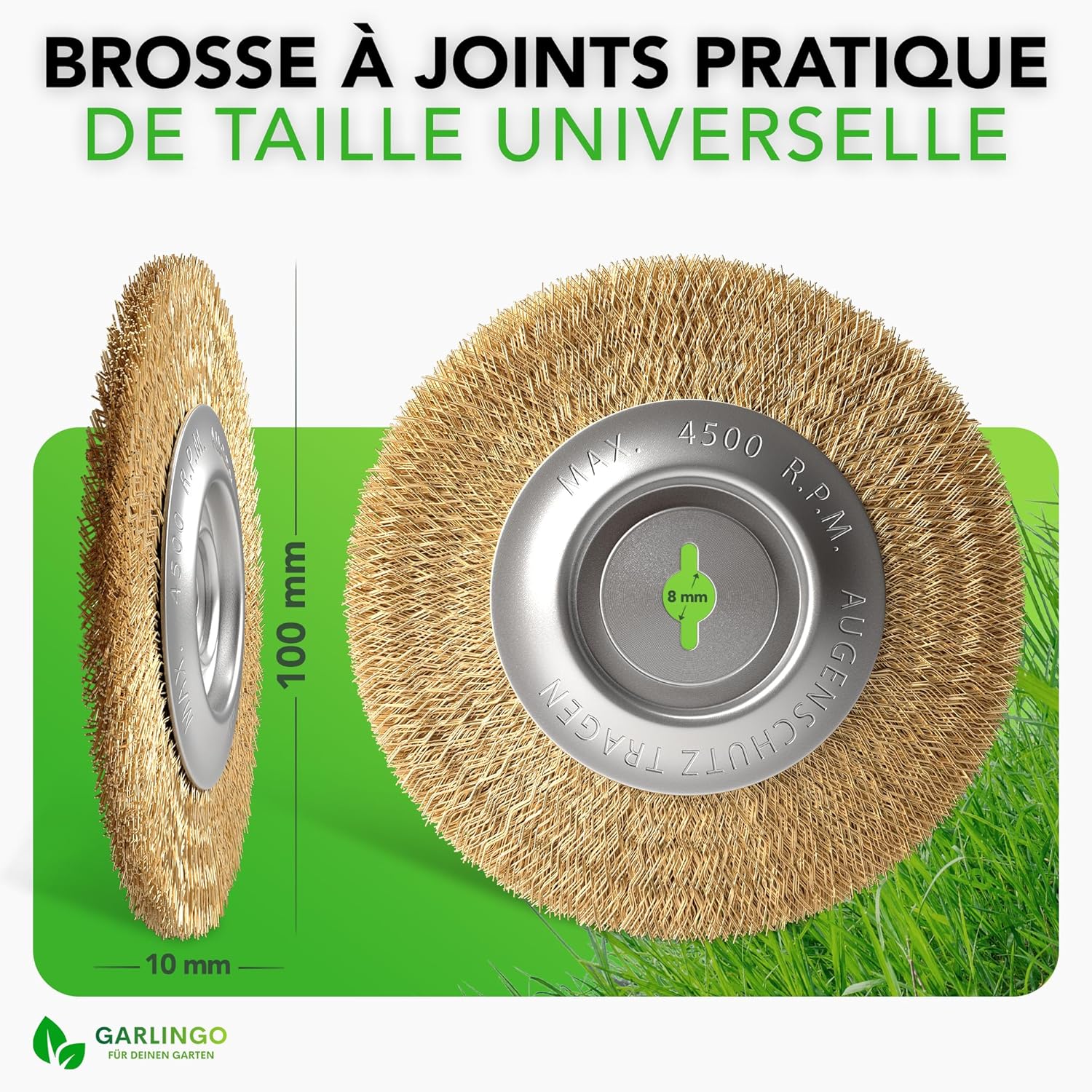 Detalle 2 de GARLINGO Brosse à joints de rechange compatible (largeur 10 mm) pour brosses à joints Einhell BG-EG 1410, GC-EG 1410, GC-CC 18 Li