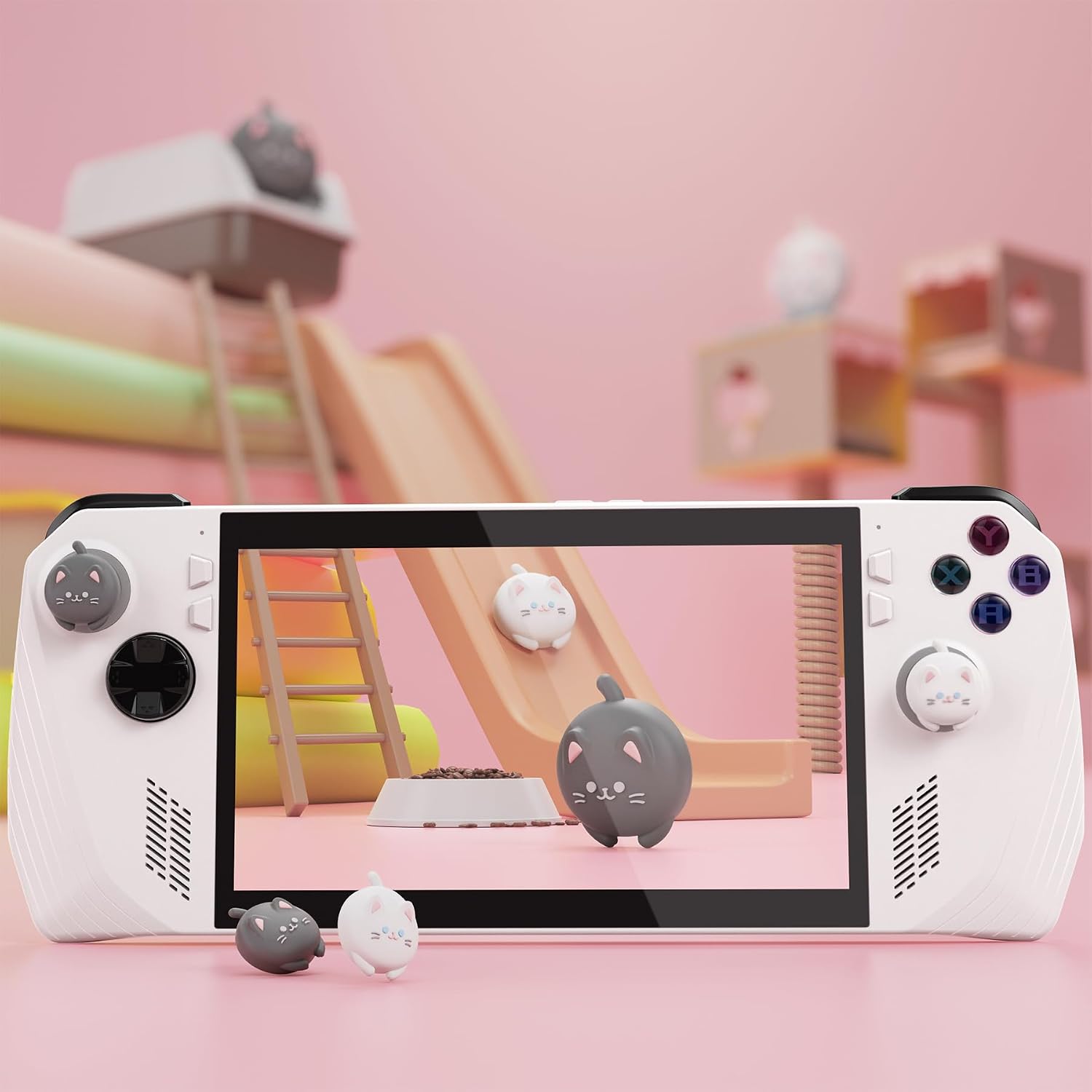 Thumbnail 6 de playvital Cute Thumb Grip Caps for ROG Ally (Silicone) – Cutie Kitty