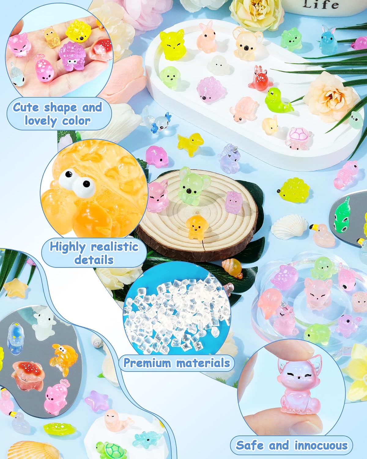 Thumbnail 3 de FIVEIZERO 100-Piece Mini Resin Animals, Glow-in-the-Dark, 20 Styles
