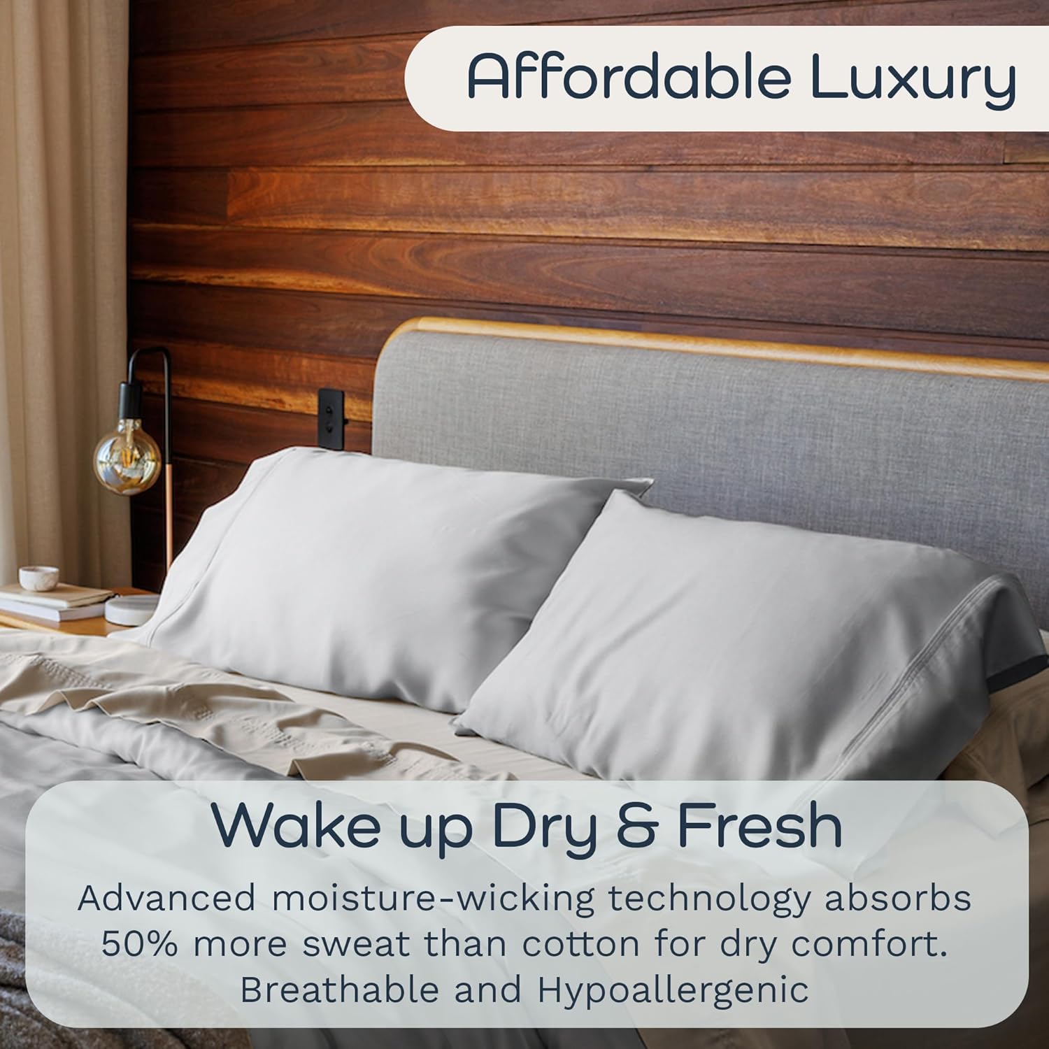 Thumbnail 5 de Olive + Crate Tencel Lyocell Eucalyptus Sheets, King 4-Piece Set in Gray Mist