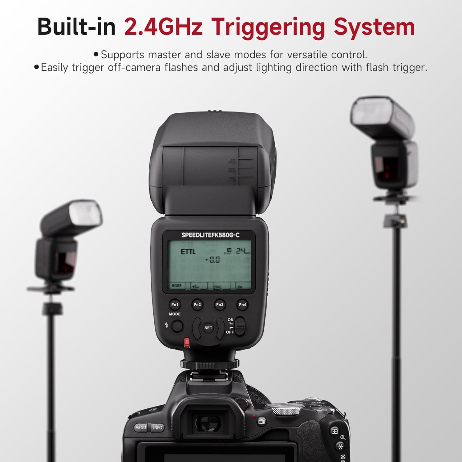 Thumbnail 4 de PHOTOOLEX FK580-C: FlashConfigure GN58 HSS 1/8000s avec déclencheur sans fil 2,4G pour Canon