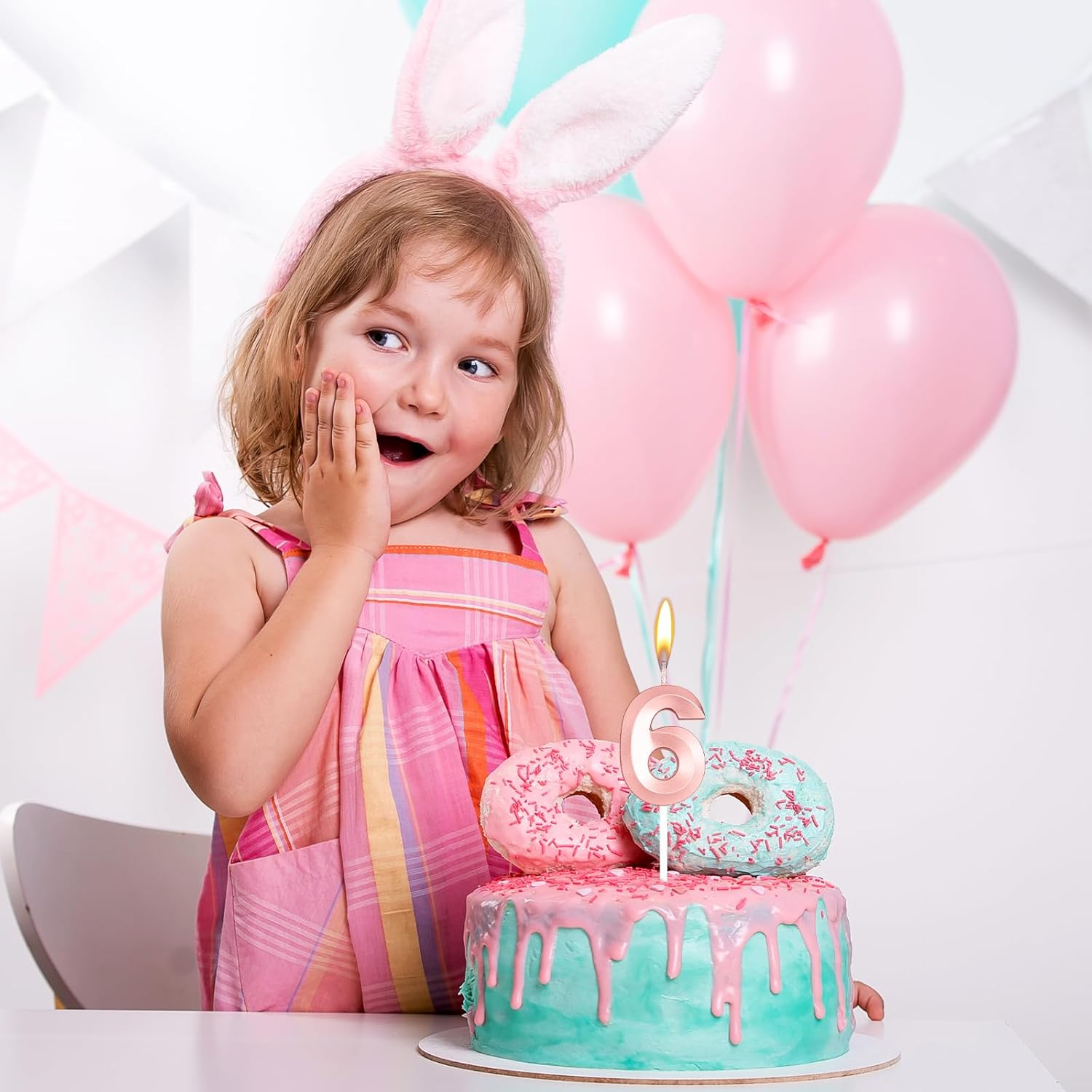 Thumbnail 4 de Yiran 3D Birthday Candles Rose Gold Number 18 (Candle Cake Topper)