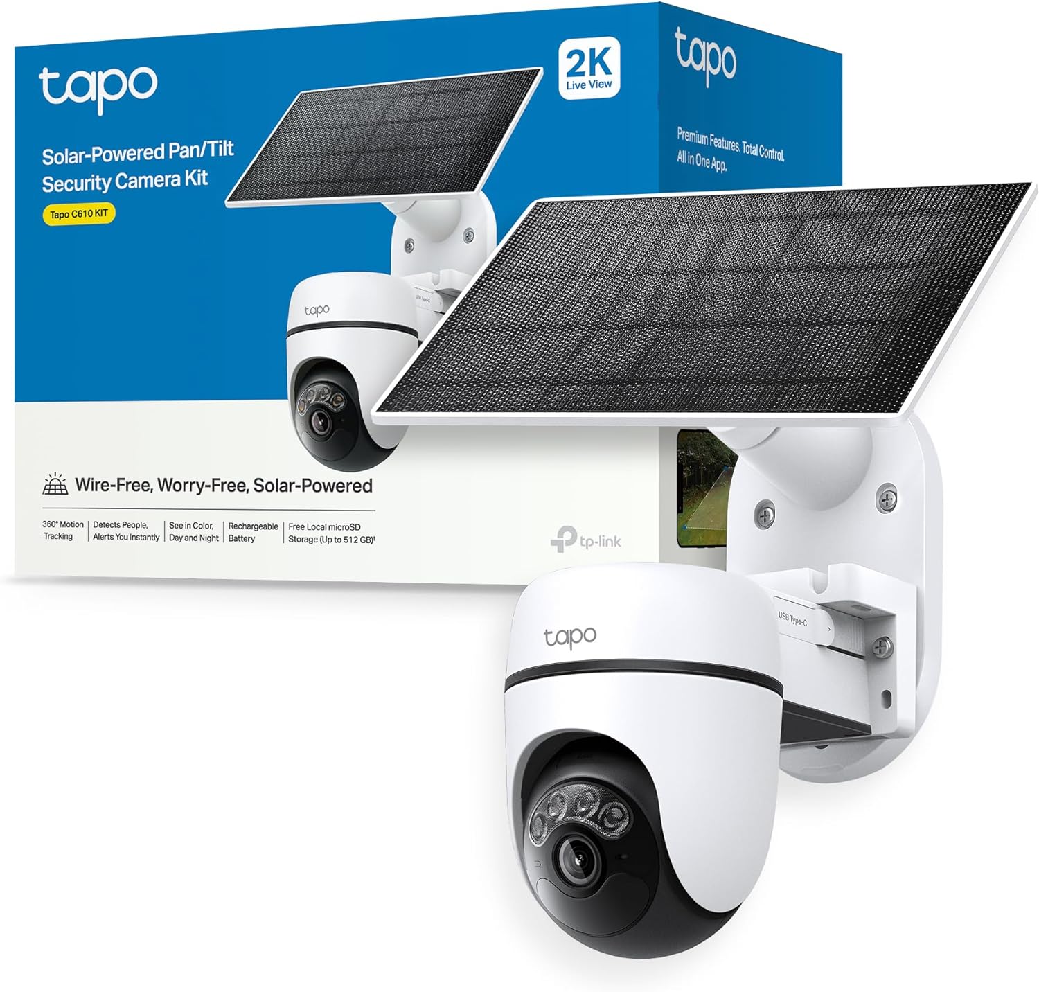 Detalle de Tapo C610 Kit cámara exterior 2K con panel solar