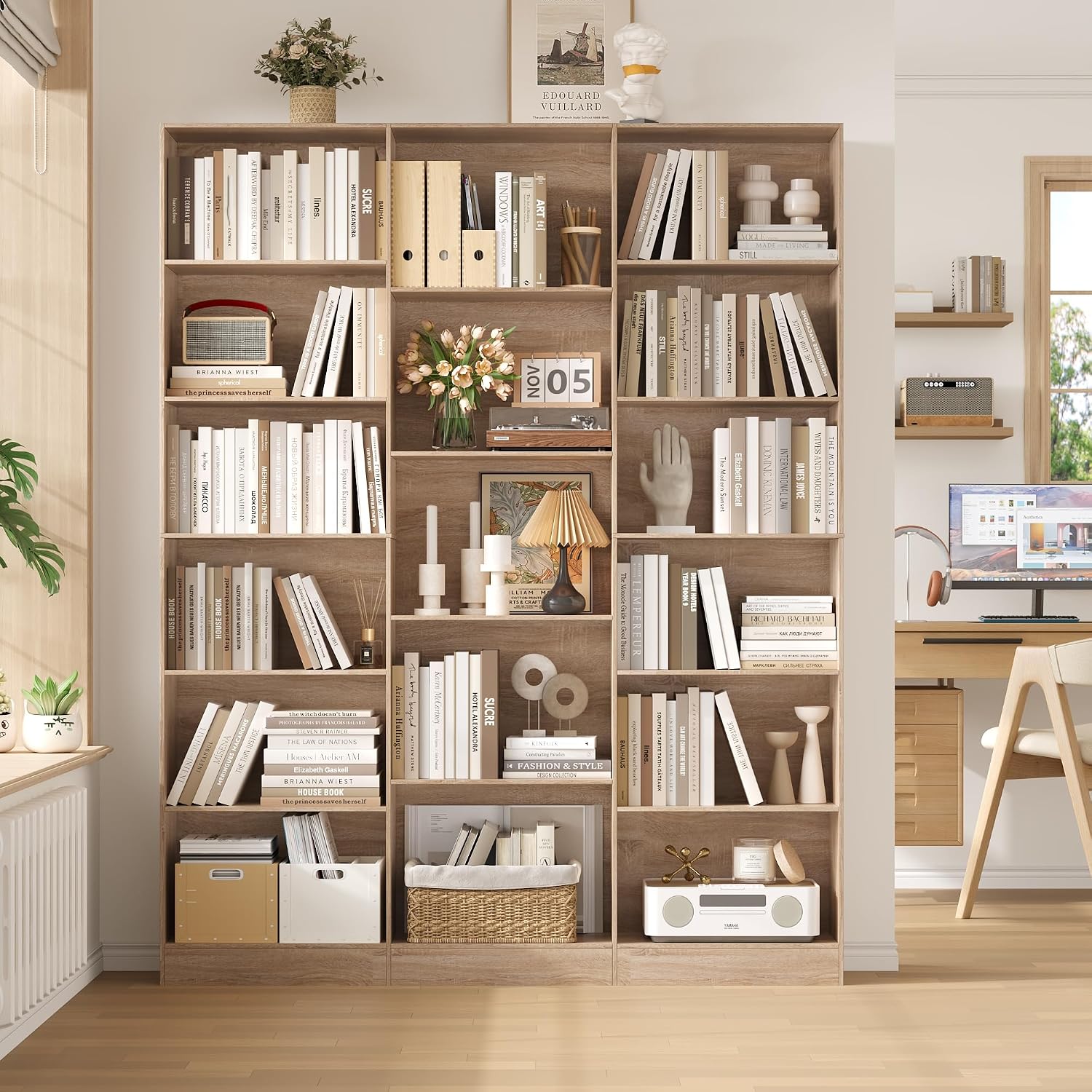 Detalle de FirFurd e Oak-Colour Bookcase, 17 Compartments, 188cm Freestanding