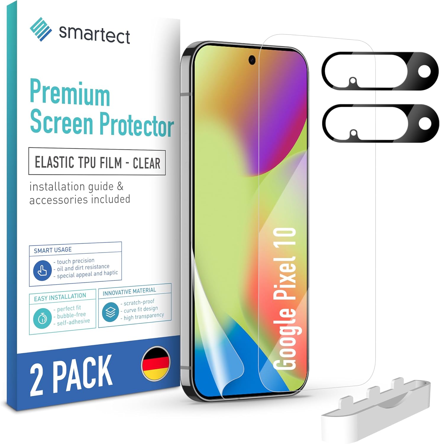 Detalle de SmarTect TPU Screen Protector for Google Pixel 10, 2 screen films and 2 camera protectors