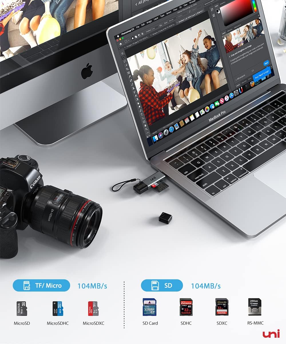 Detalle de uni PIXEL UNICASD01 Dual-Slot USB-C and USB 3.0 SD Card Reader