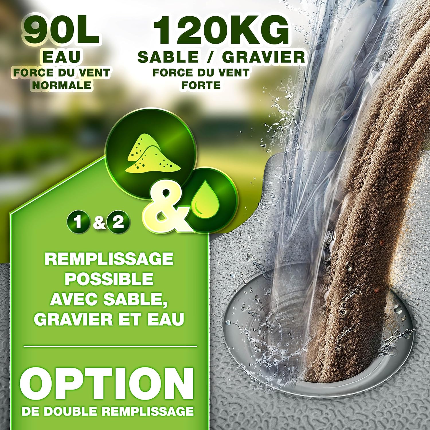 Thumbnail 2 de tillvex Lestage pied 90 litres 120 kg pour parasol
