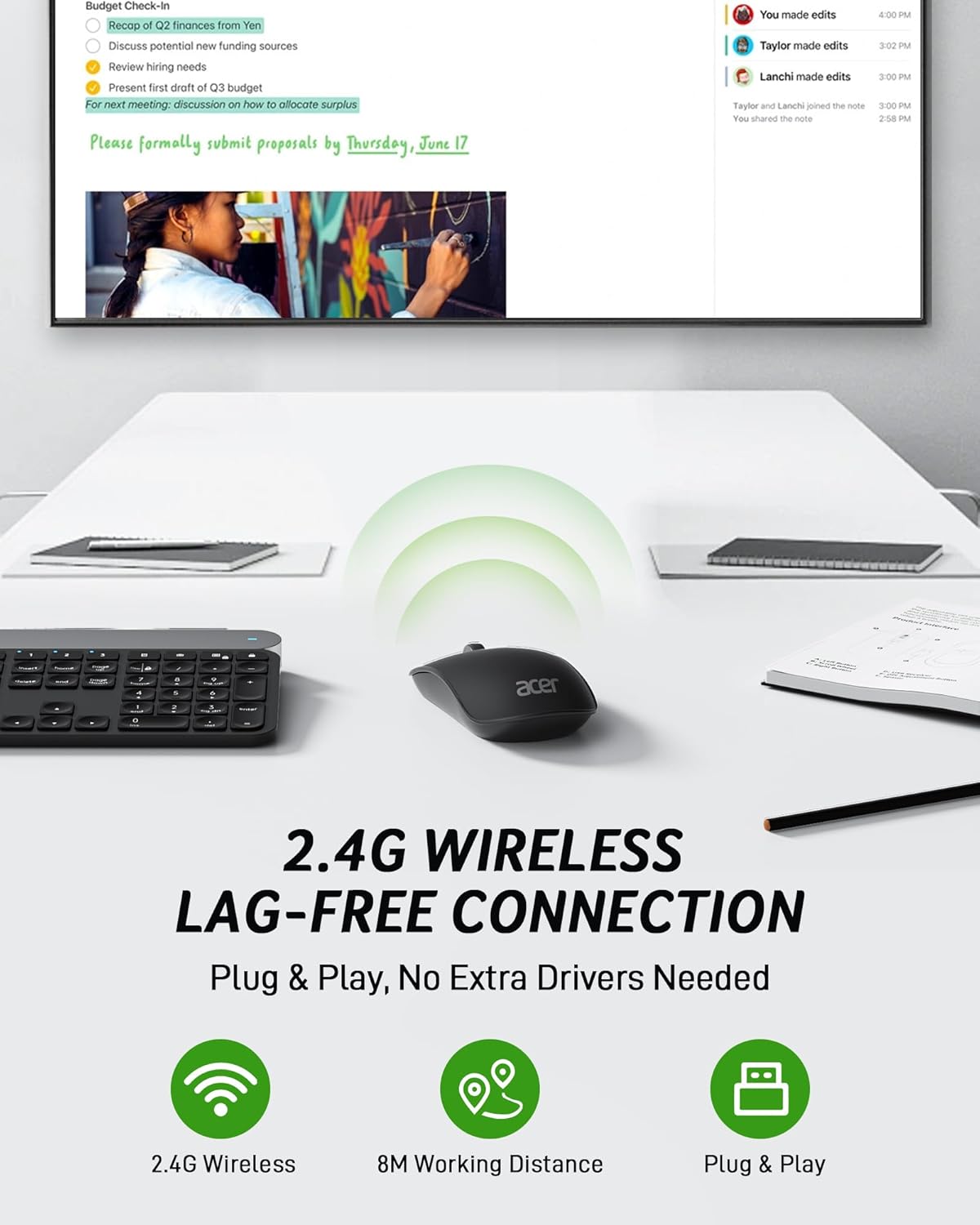 Thumbnail 2 de acer Wireless Mouse 1600 DPI adjustable compact mouse 🖱