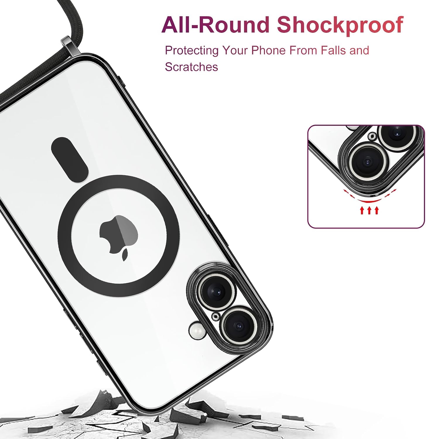 Detalle de Oelrstfe Cover Magnetica Trasparente con Cordino per iPhone 17 – Protezione sottile e stile magnetico