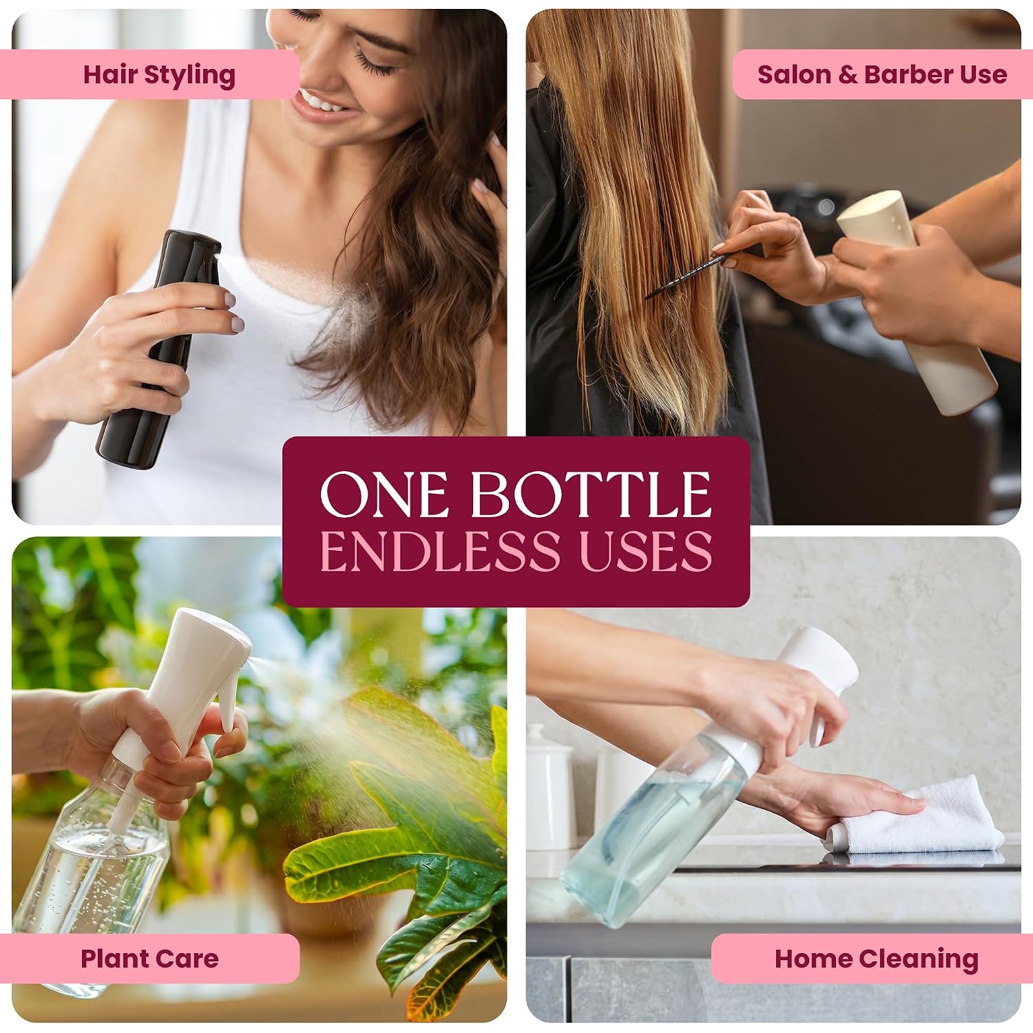 Detalle 2 de BeautifyBeauties Continuous Mist Spray Bottle (10.1 Ounce) for Hair, Plants, Cleaning & More