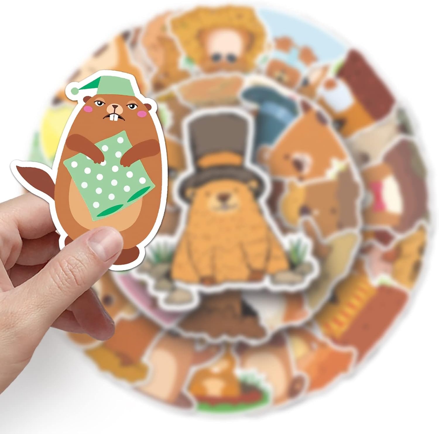 Detalle de Affoto Murmeltier Aufkleber für Laptop – 50er-Set wasserdichte Vinyl-Sticker für Kinder & Fans