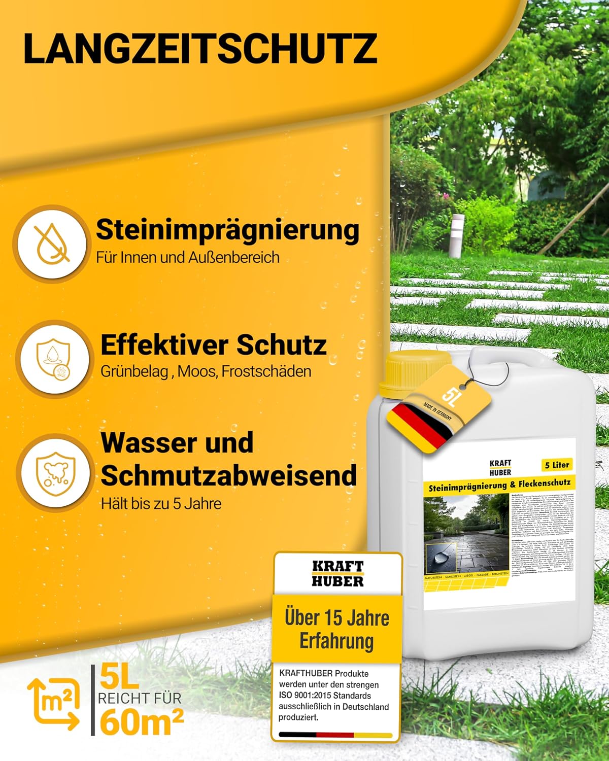 Detalle 2 de Krafthuber® Steinimprägnierung Außen für Beton, Pflaster & Naturstein (5 L)