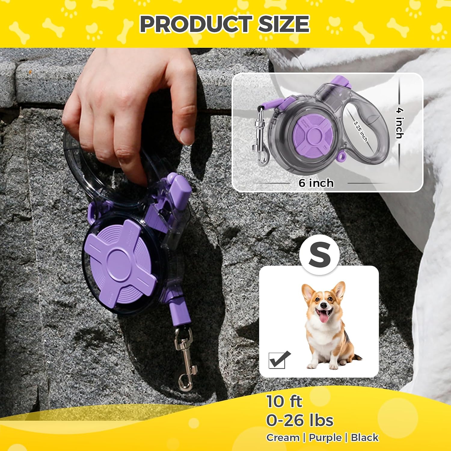 Detalle 2 de Gluckelk Retractable Dog Leash 10 ft