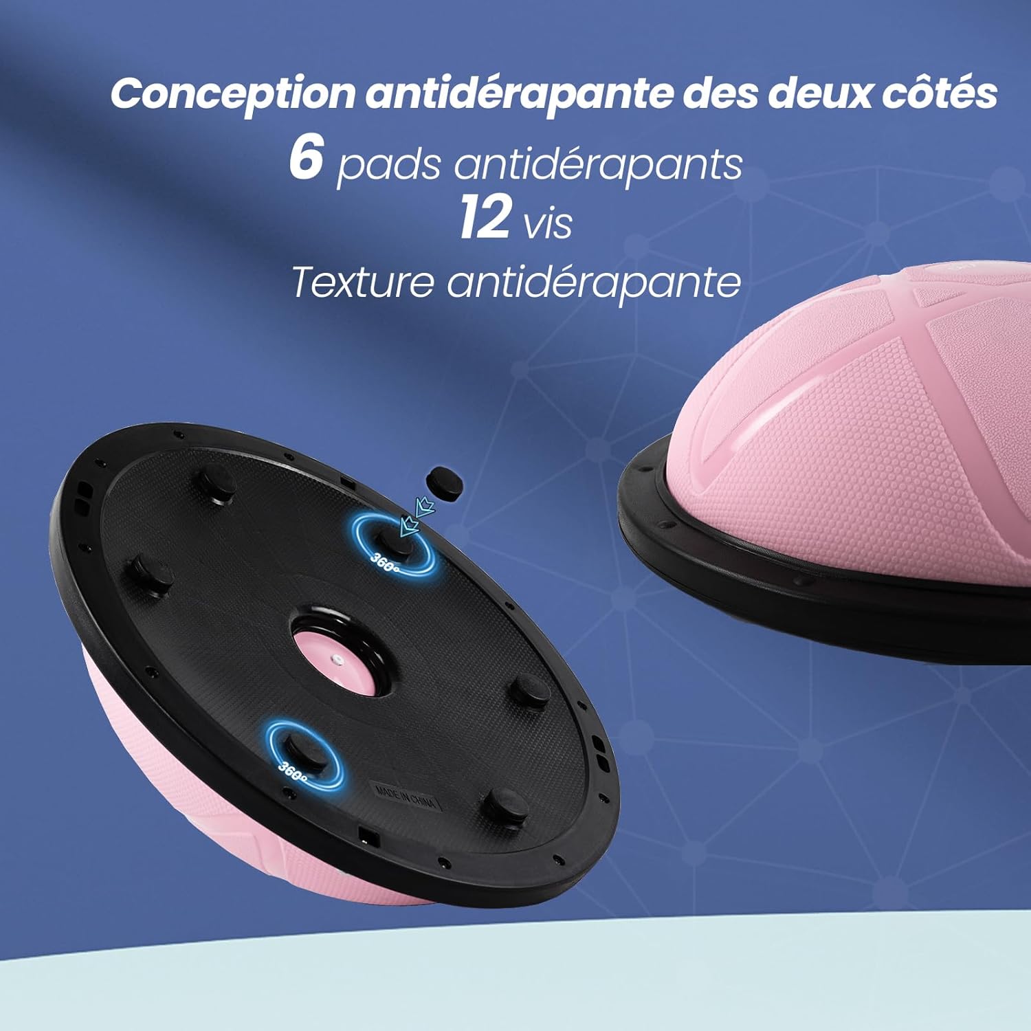 Detalle de DH FitLife Ballon d’équilibre pour yoga (diamètre 60 cm) avec pompe et 2 bandes fitness