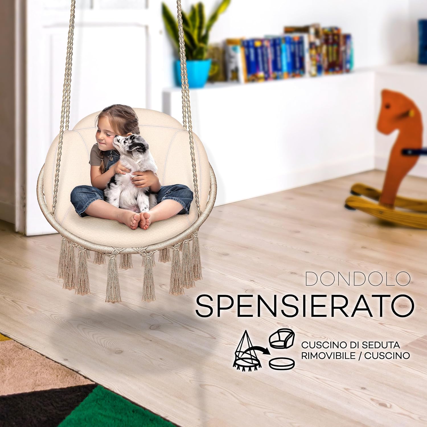 Detalle 2 de Tillvex Poltrona Sospesa con grande cuscino: seduta comoda finora, portata 200 kg, per interno ed esterno