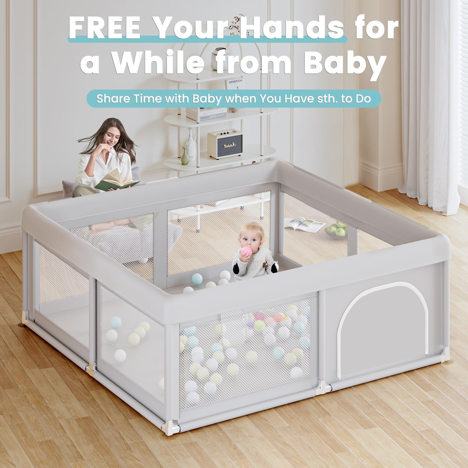 Detalle 2 de Hiaksedt Baby Playpen 50x50 Inch
