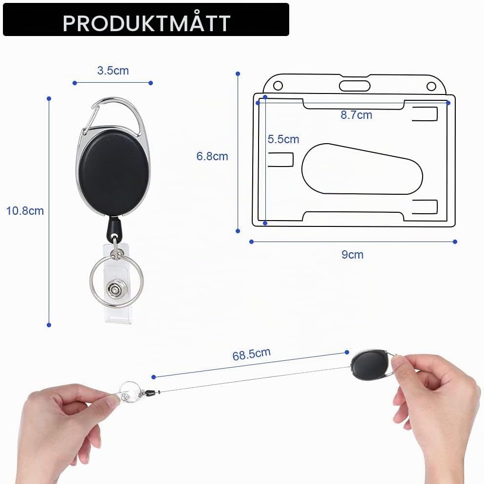 Thumbnail 6 de Vicloon 1 szt. C infällbar ID-kortshållare med rullklämma