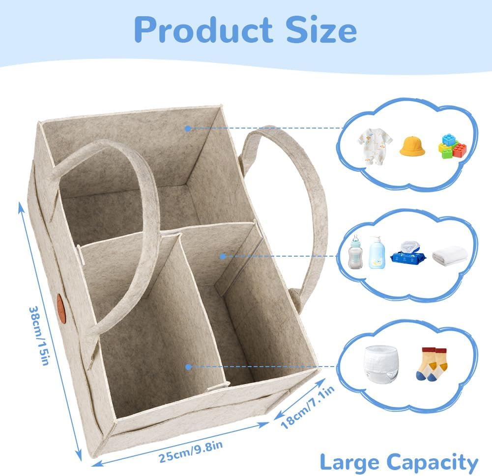 Thumbnail 1 de HAGOT organisateur de couches en feutre avec compartiment amovible, 38 × 25 × 18 cm