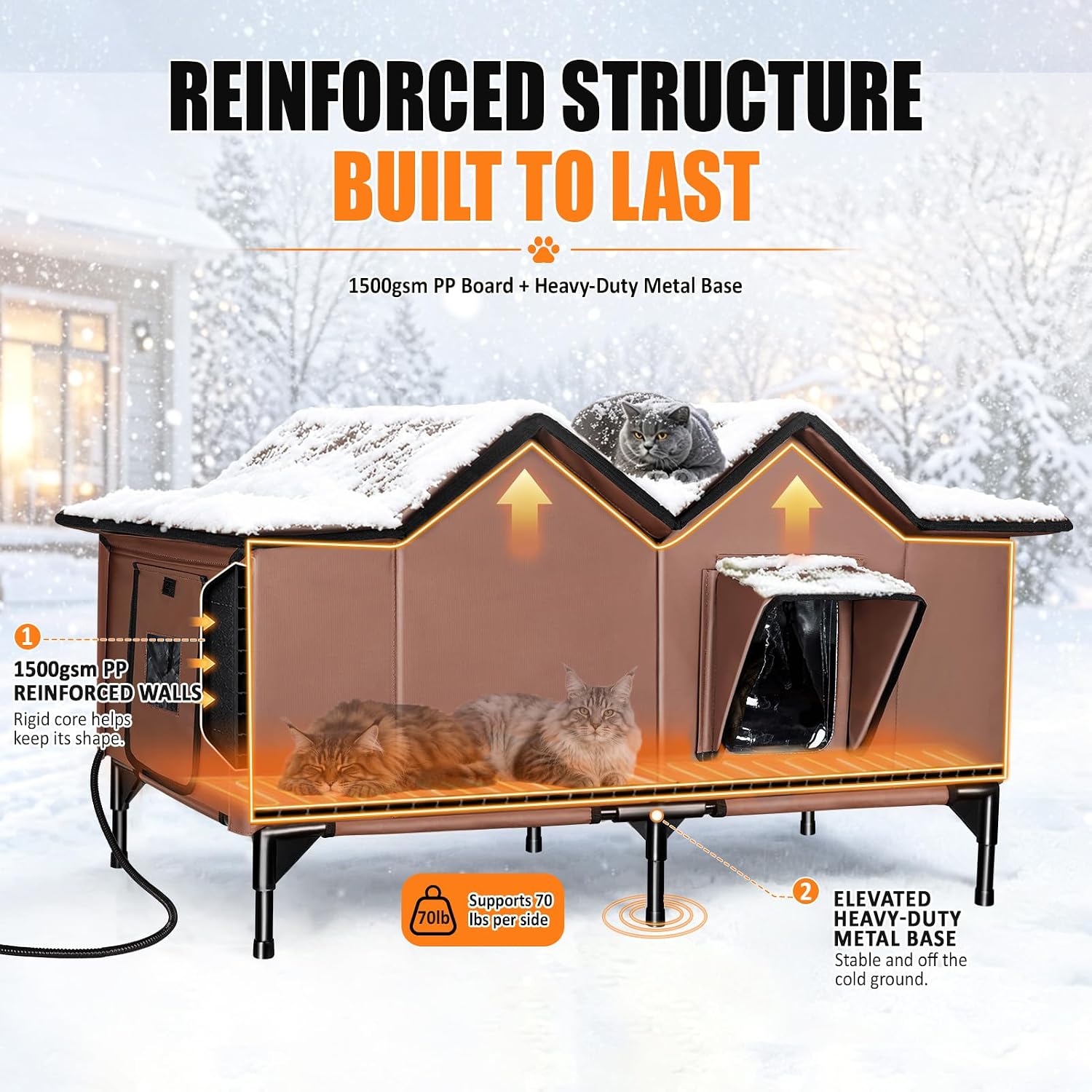 Thumbnail 5 de GUZROK GA2601 XX-Large Heated Outdoor Cat House, Insulated, 2 Doors