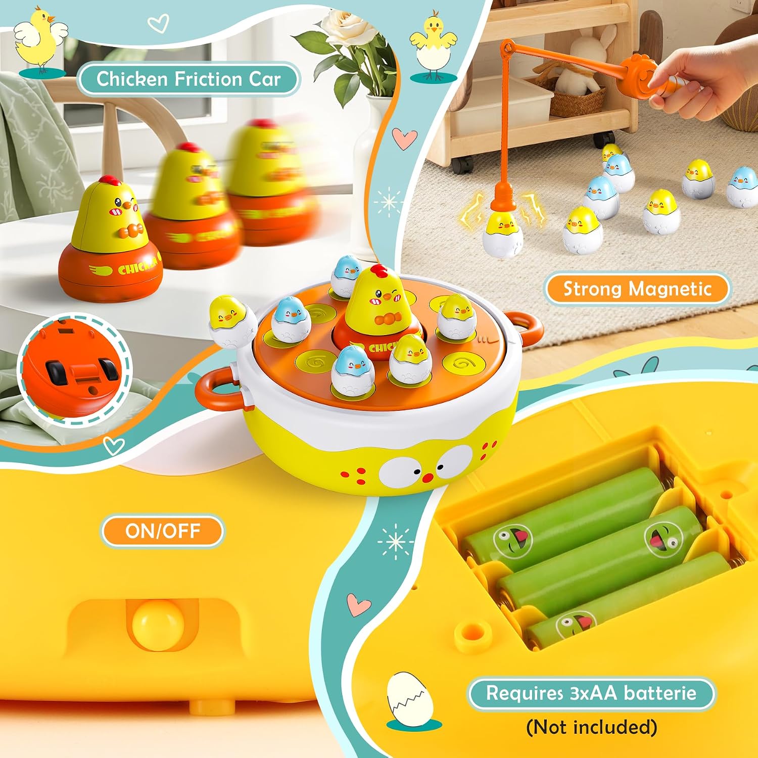 Detalle 2 de BunnyJOY 4‑in‑1 magnetic fishing game for kids 🎲