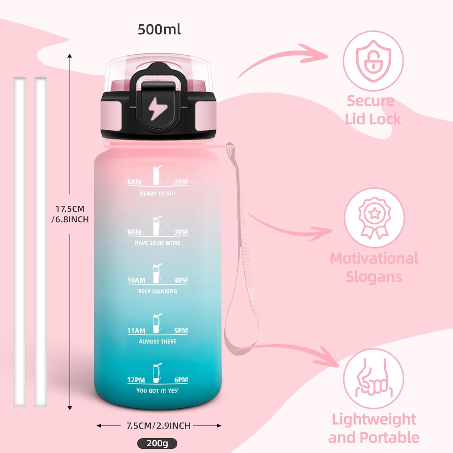 Detalle de Borraccia 500 ml Mulbijeo con cannuccia