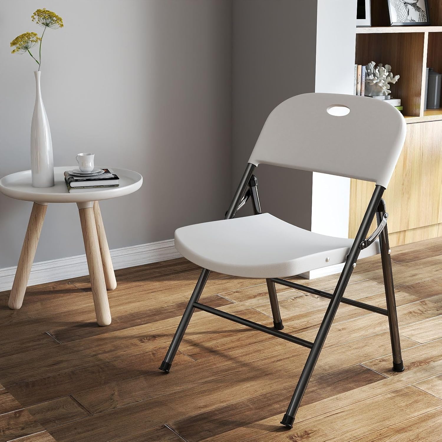 Thumbnail 5 de Klappstühle 4er-Set aus Kunststoff mit stabilem Stahlgestell – komfortable, faltbare Gartenstühle für Indoor & Outdoor