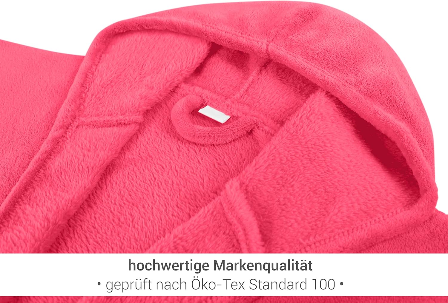 Detalle de Peignoir à capuche en polaire ultra-doux npluseins – 18 couleurs, 5 tailles, longueur mollet, unisexe
