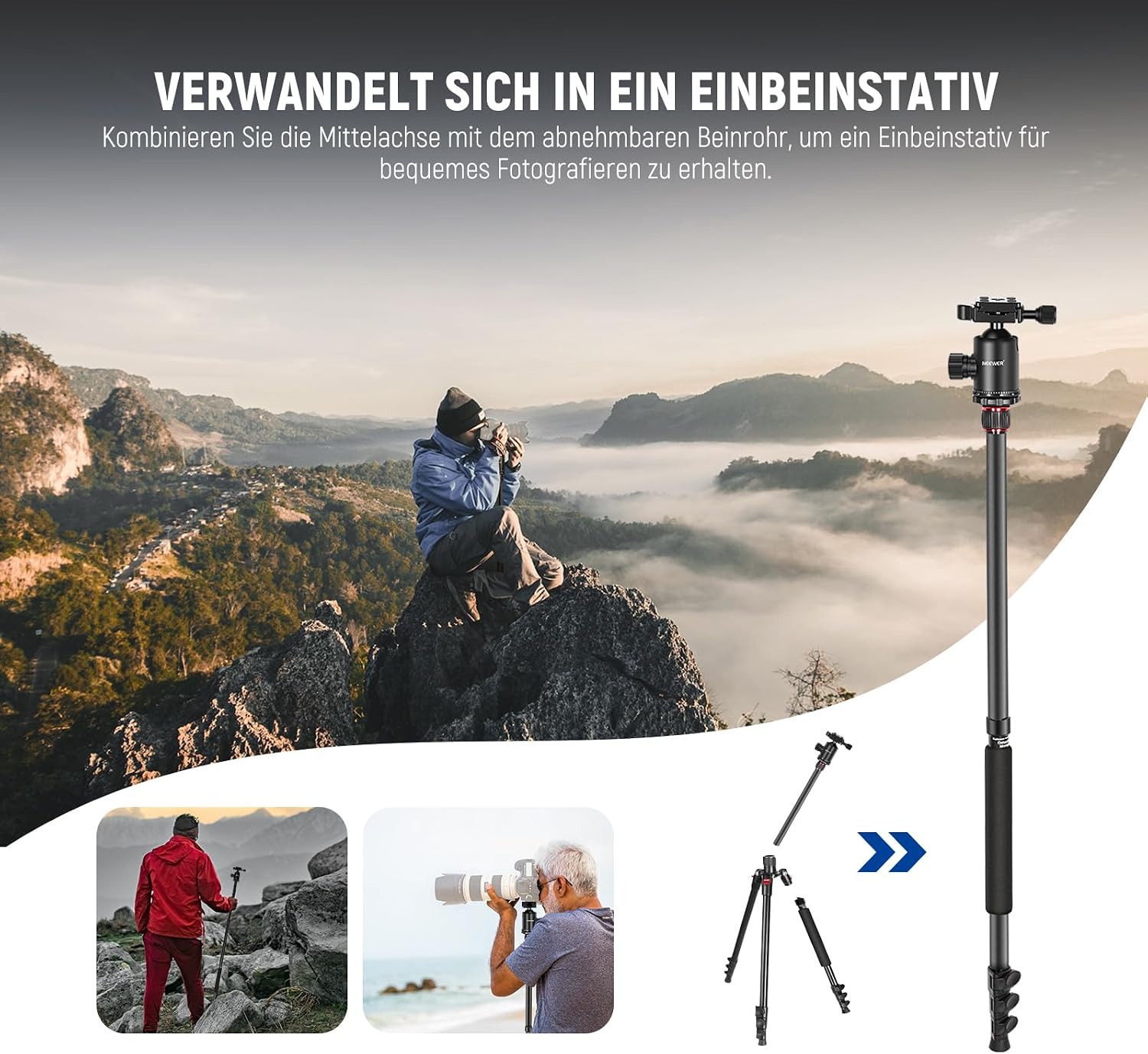 Detalle 2 de NEEWER TP77 77" Kamerastativ 197 cm