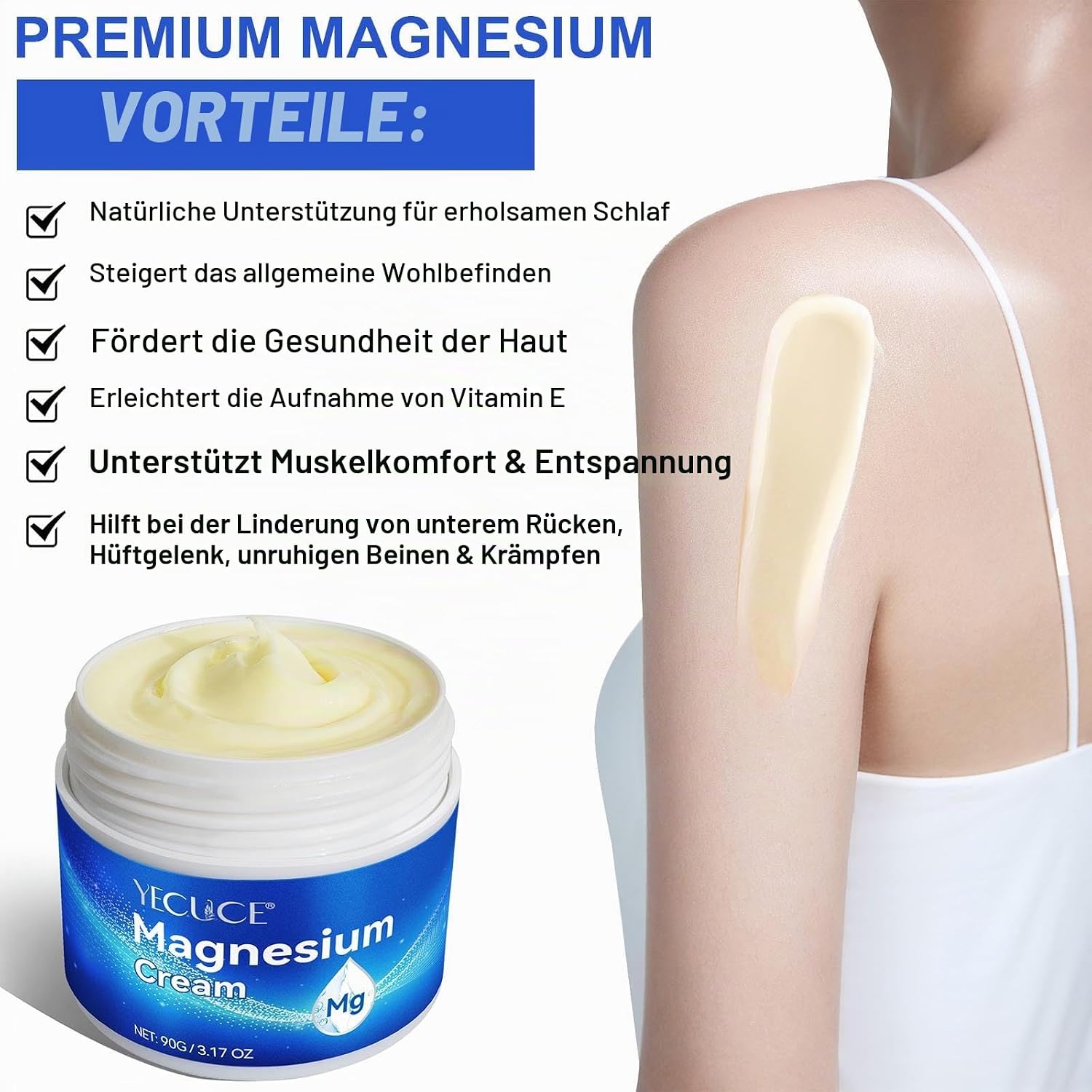 Thumbnail 1 de Magnesiumcreme für den Schlaf – beruhigende Topikalcreme mit Magnesiumchlorid, Lavendel und Feuchtigkeit, 90 g