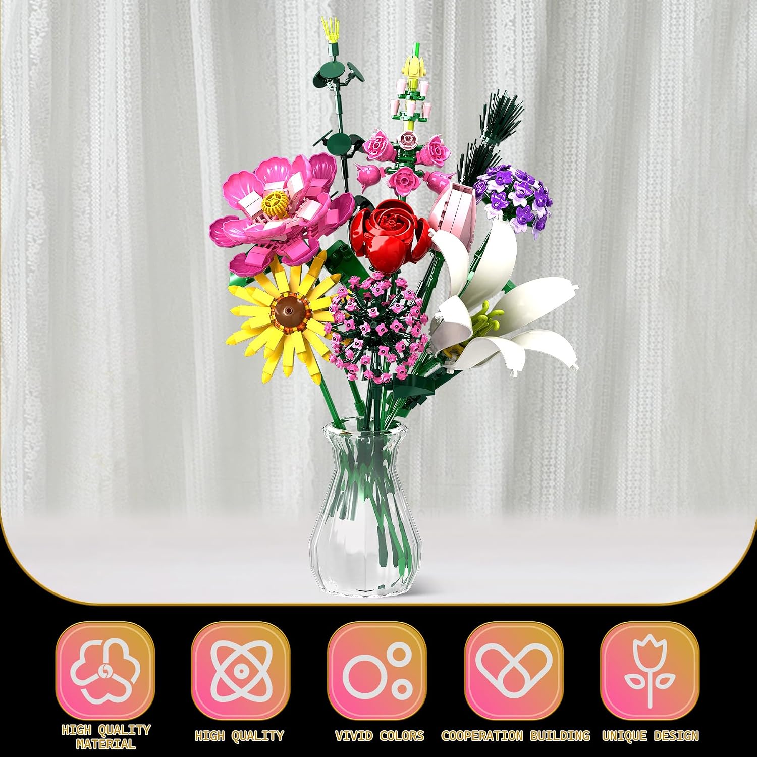 Thumbnail 5 de Rongmeiz Flower Clusters 721 Teile Bouquet-Set