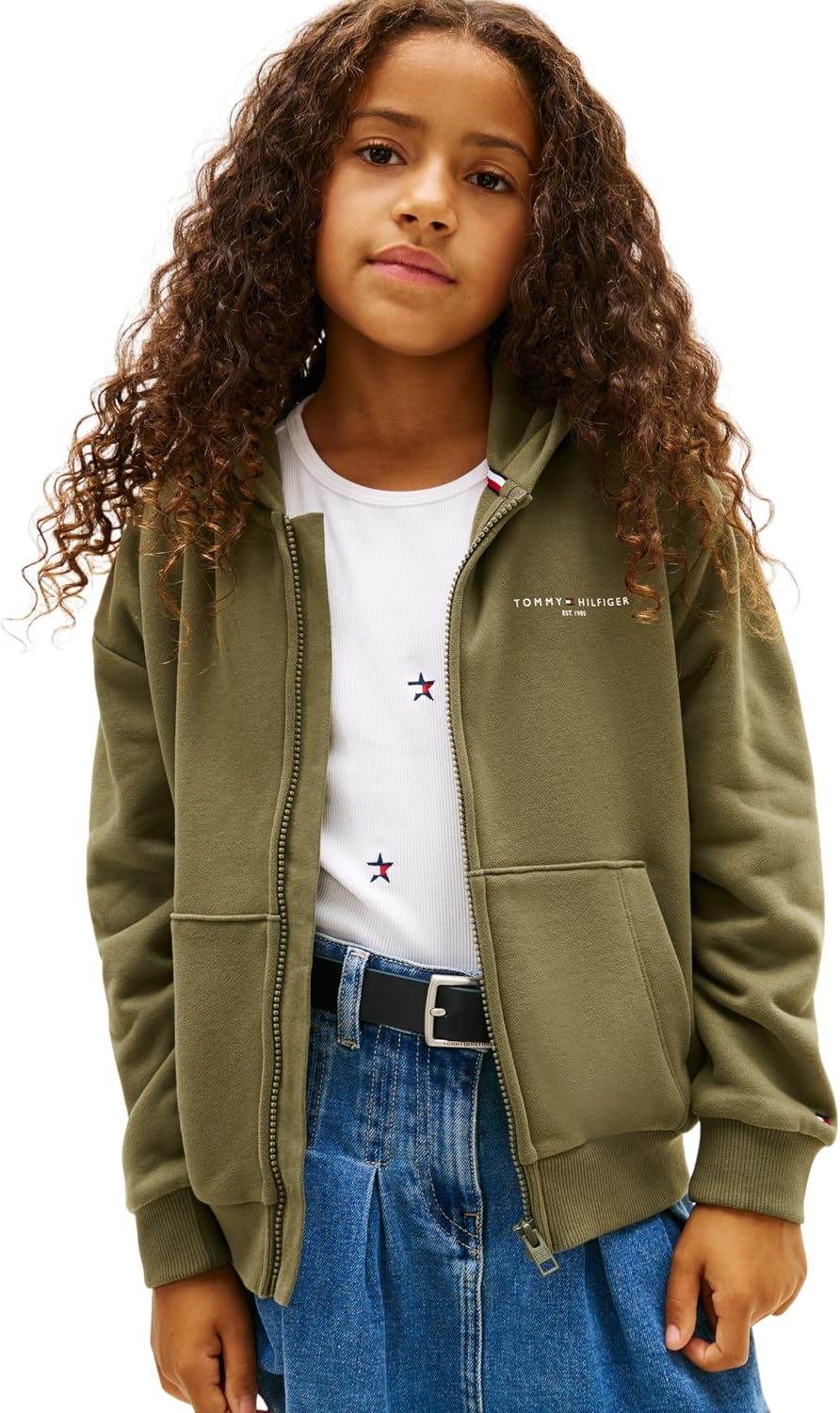 Detalle de Tommy Hilfiger Mini Corp Zip Through Hoodie Ks0ks00726 – Felpa con cappuccio unisex bambini e ragazzi