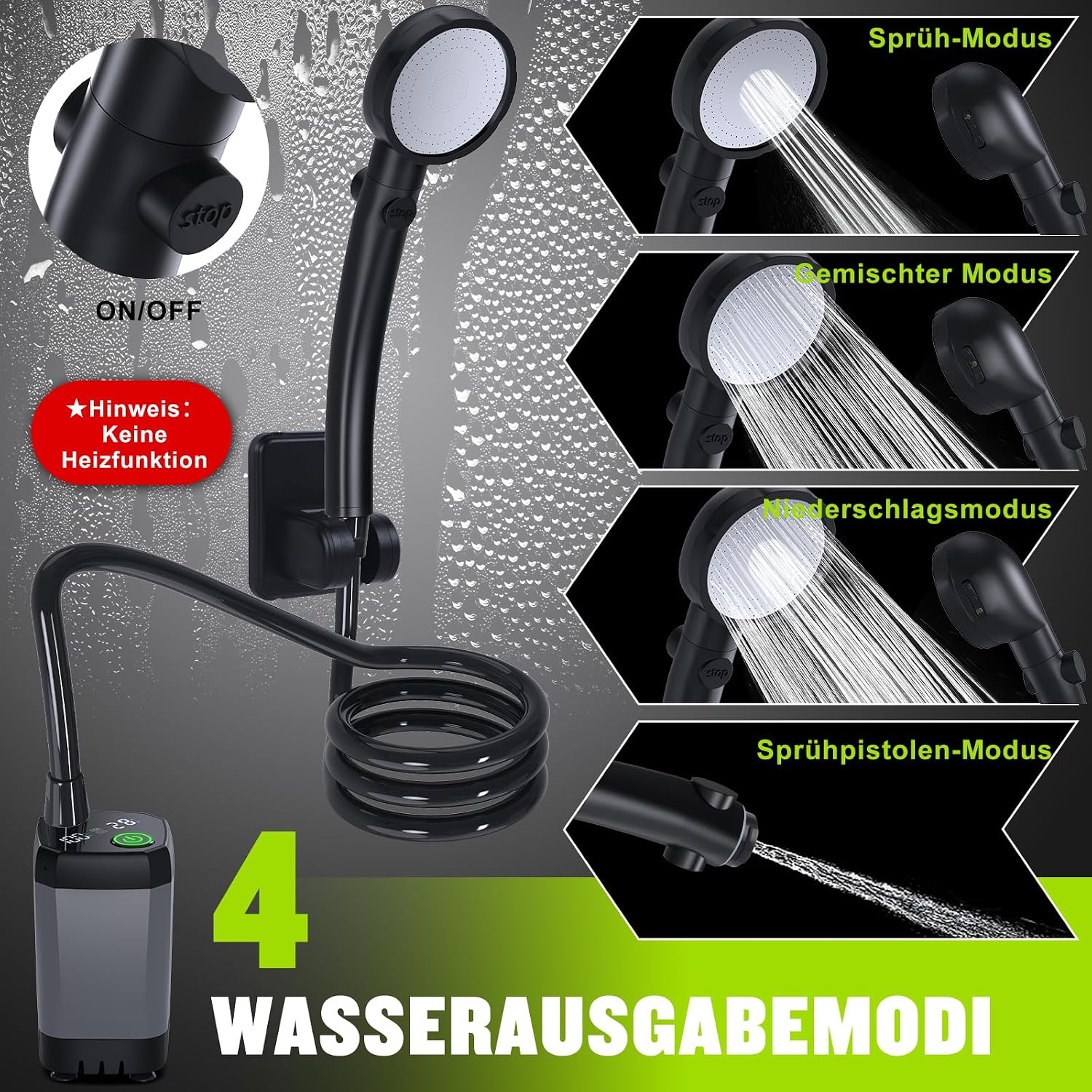 Thumbnail 2 de Spopal Camping-Dusche tragbar (6.000 mAh) mit Pumpe & Temperaturanzeige – Outdoor-Set für Garten, Strand & Reisen