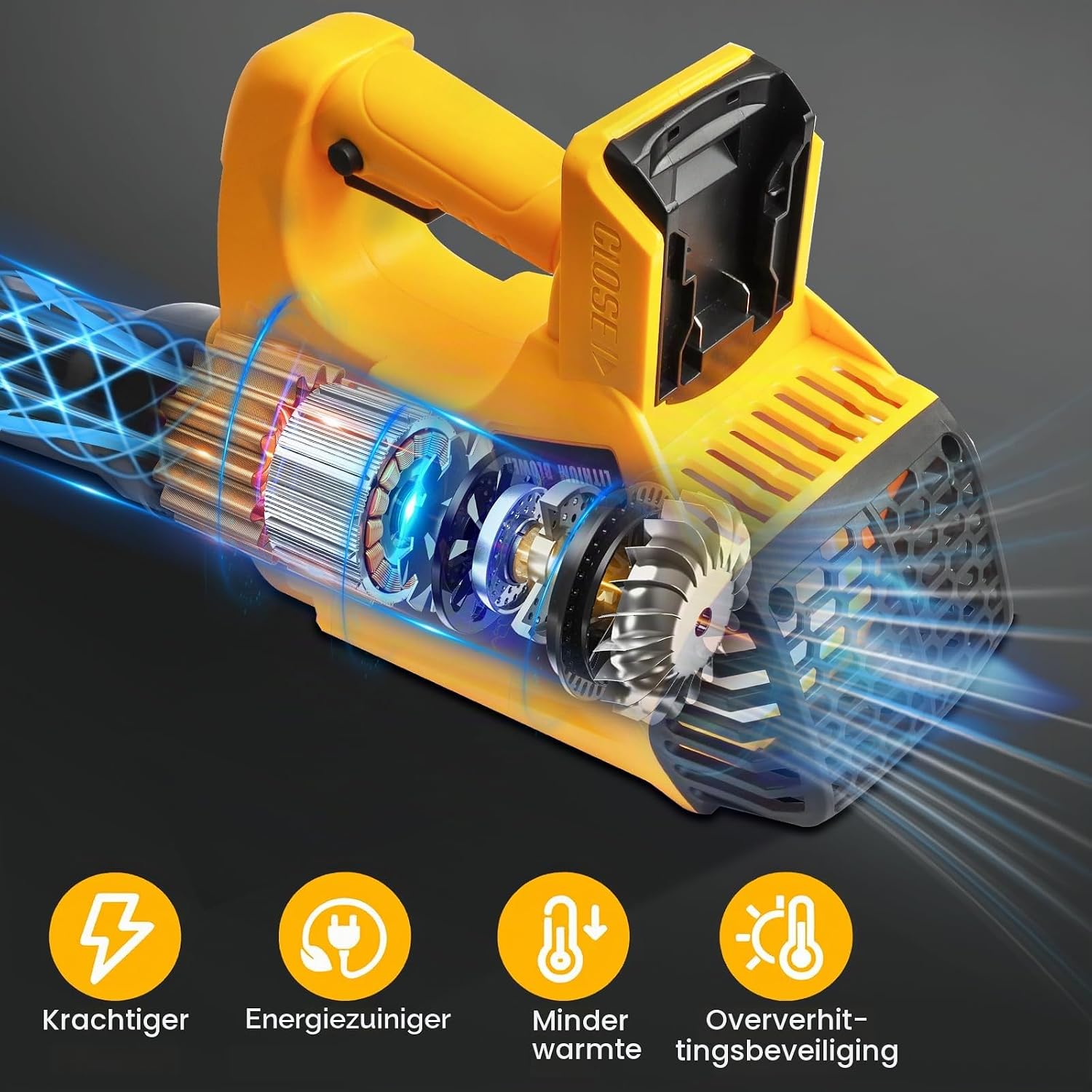 Thumbnail 2 de Powarobor YD-CYJ1802 accu-bladblazer voor DeWalt 18 V, 6 snelheden