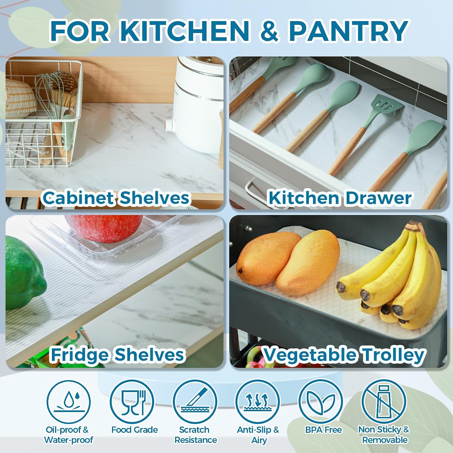 Thumbnail 6 de Hersvin Shelf Liners 24 in x 20 ft EVA Drawer Mats (White Marble Stripe)