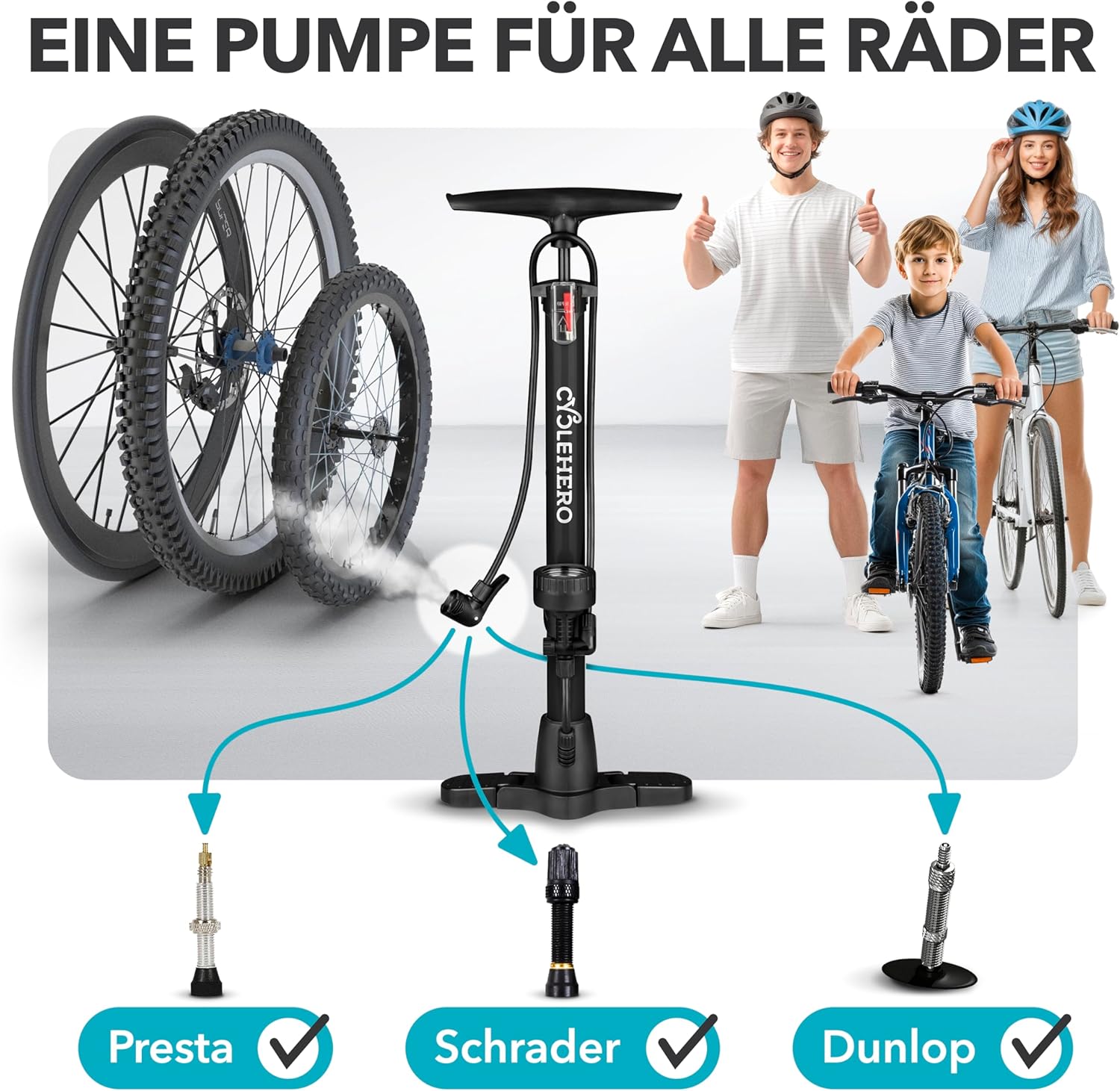 Thumbnail 2 de CYCLEHERO Standluftpumpe 60 cm 🚲