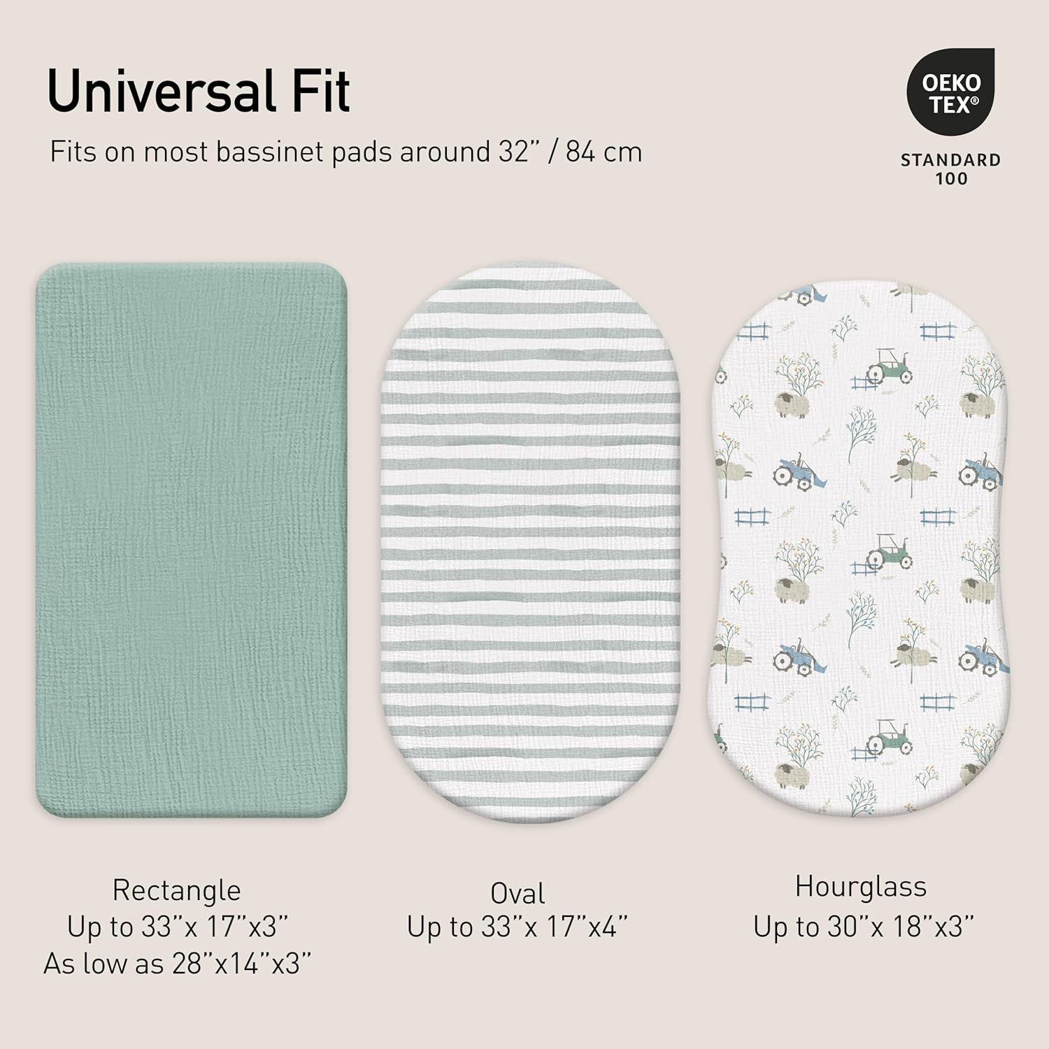 Thumbnail 2 de GLLQUEN Baby Bassinet Fitted Sheets 83x43cm