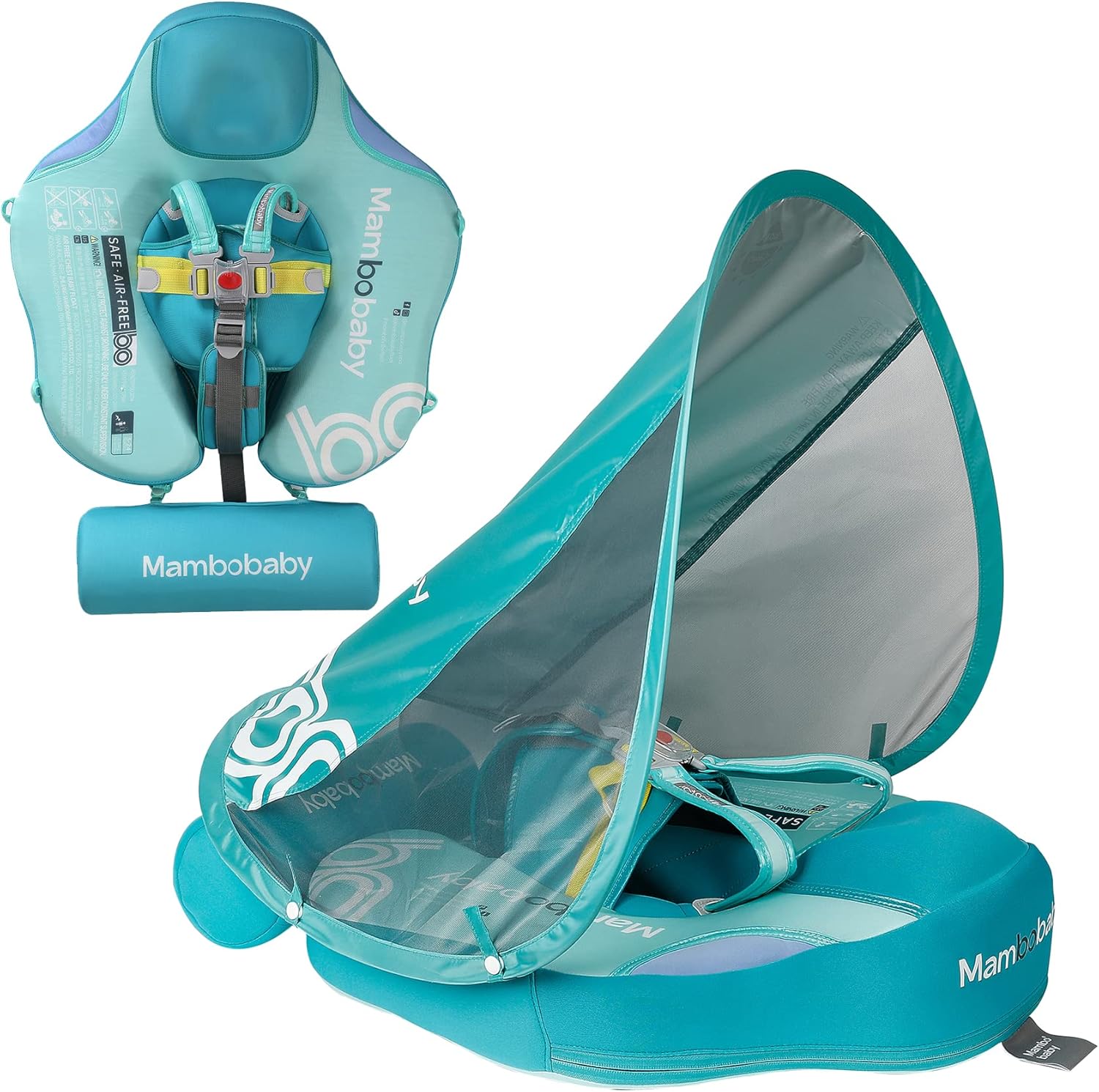 Detalle de Luckclubtojoy Mambobaby Float with Canopy & Tail – Non-Inflatable Infant Pool Float (Green)