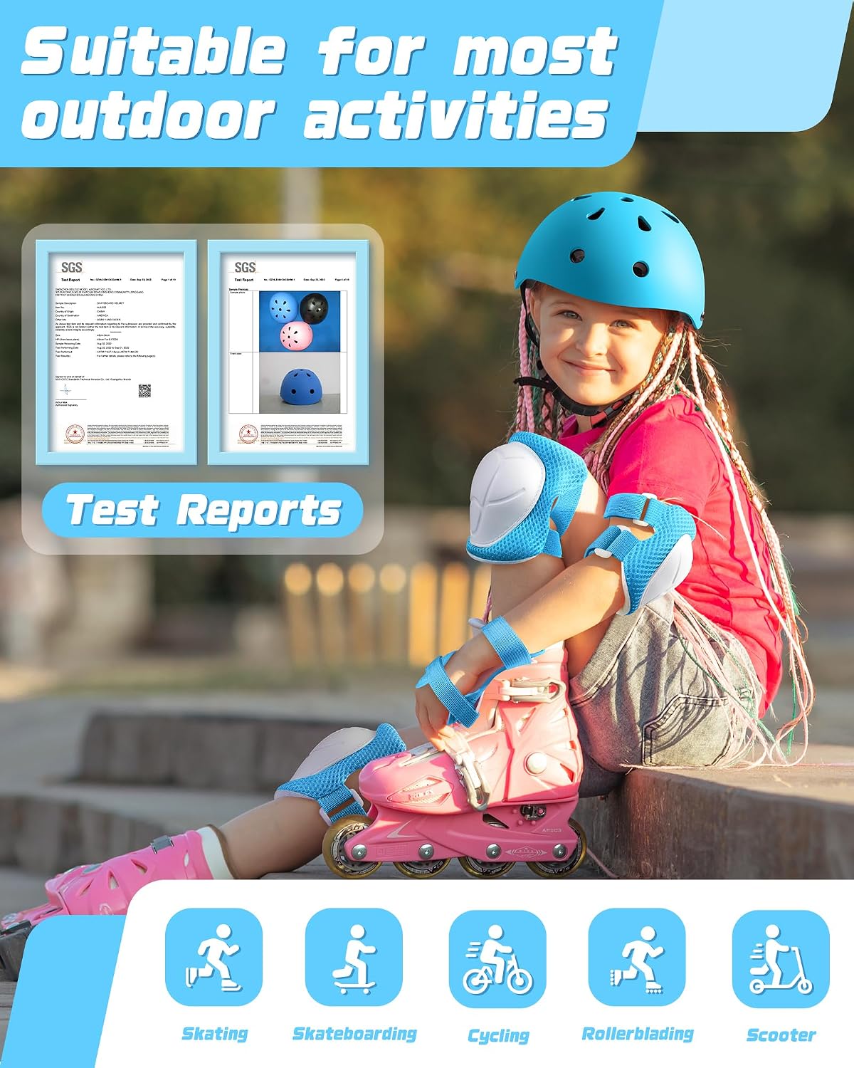 Thumbnail 6 de DARME M Light Blue Kids’ Bike Helmet Set with Adjustable Fit and Pads