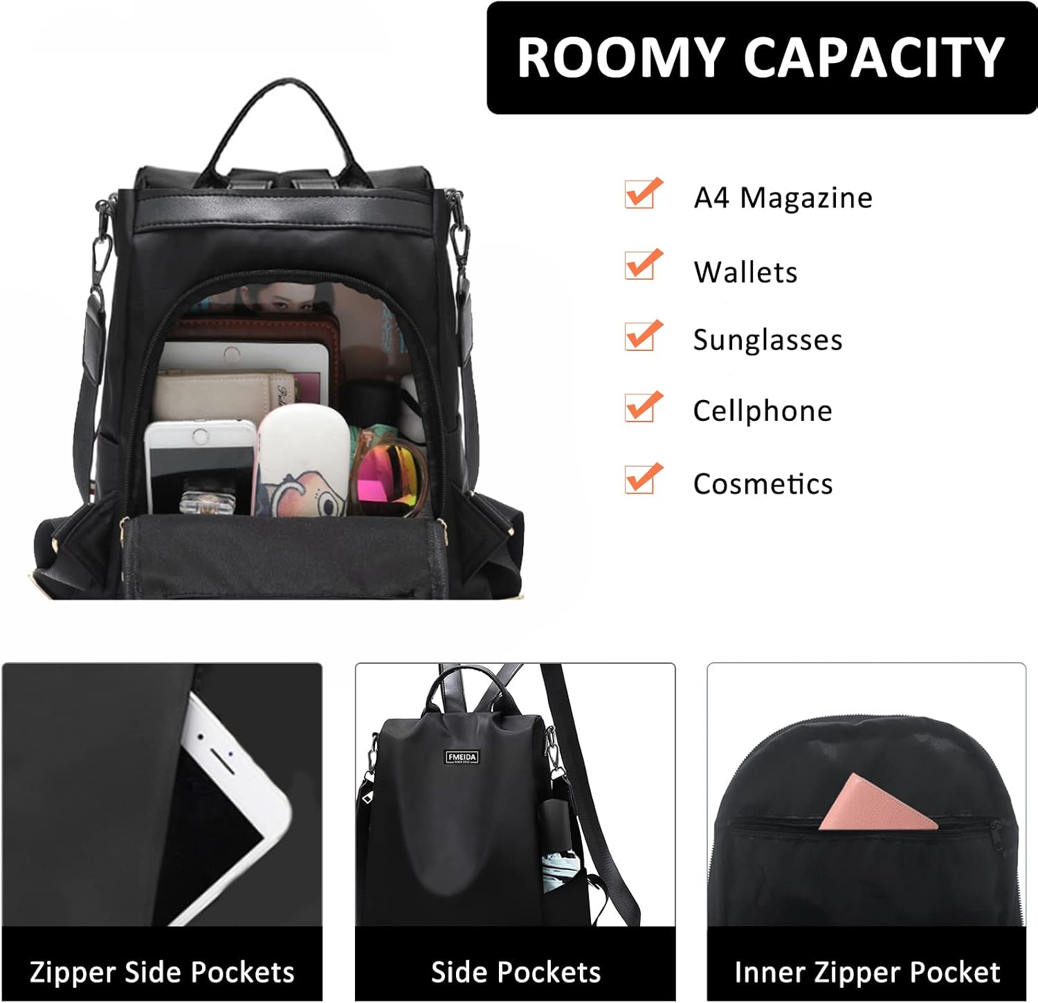Thumbnail 2 de Fmeida Backpack Womens Anti Theft Travel Rucksack 32cm