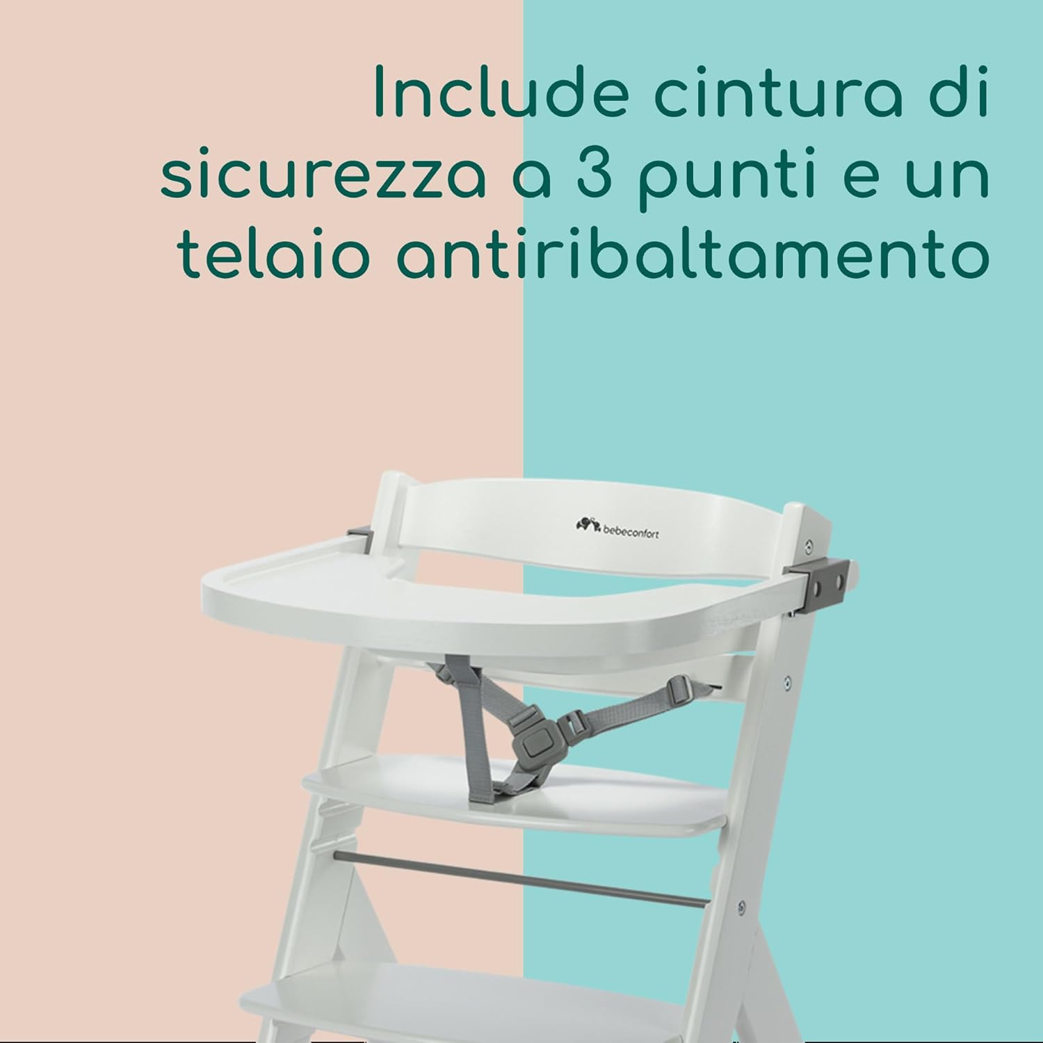 Detalle 2 de Bebeconfort Timba 2 Seggiolone Pappa Evolutivo in Legno – Ergonomico, Regolabile e Surgidamente Adatto a 6 Mesi fino a 110 kg