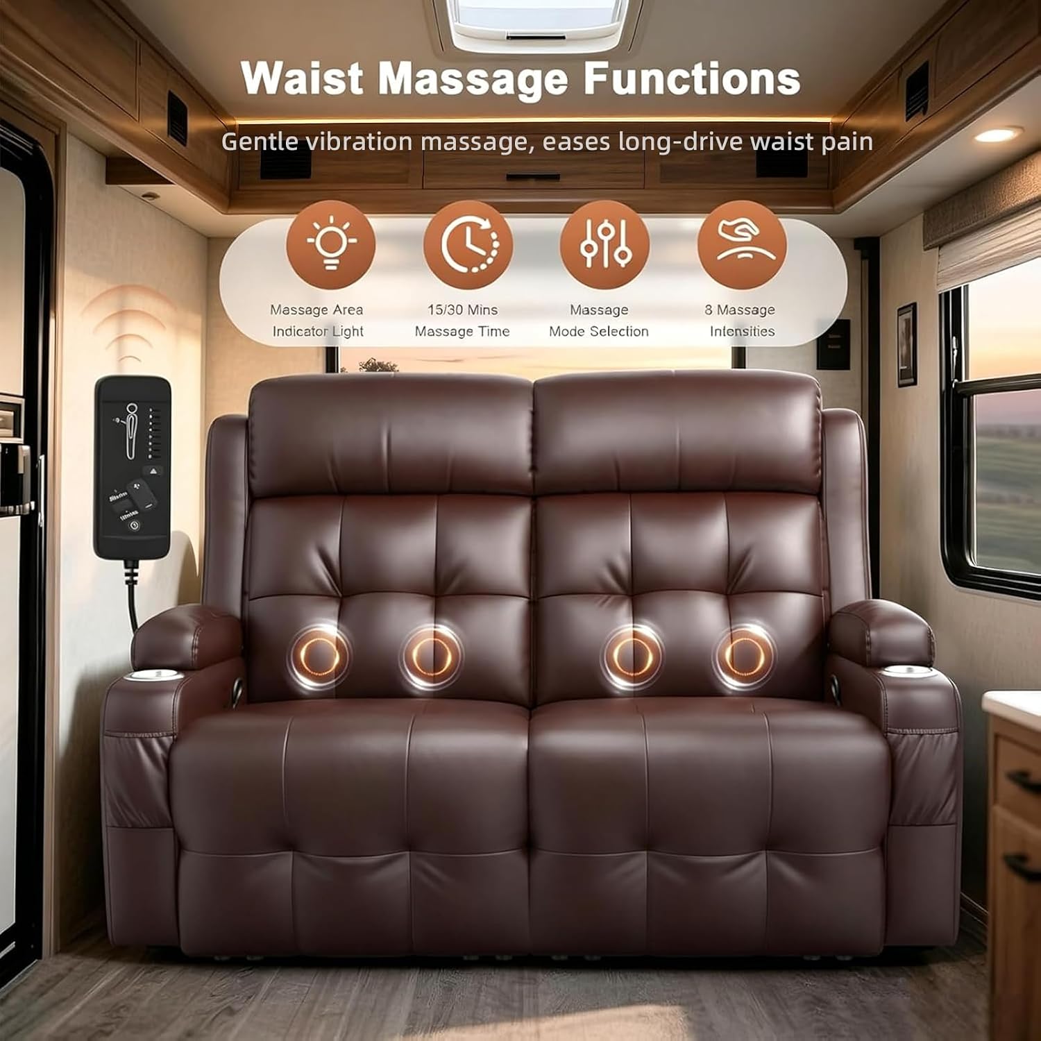 Thumbnail 6 de Tiooii RV Reclining Loveseat in PU Leather