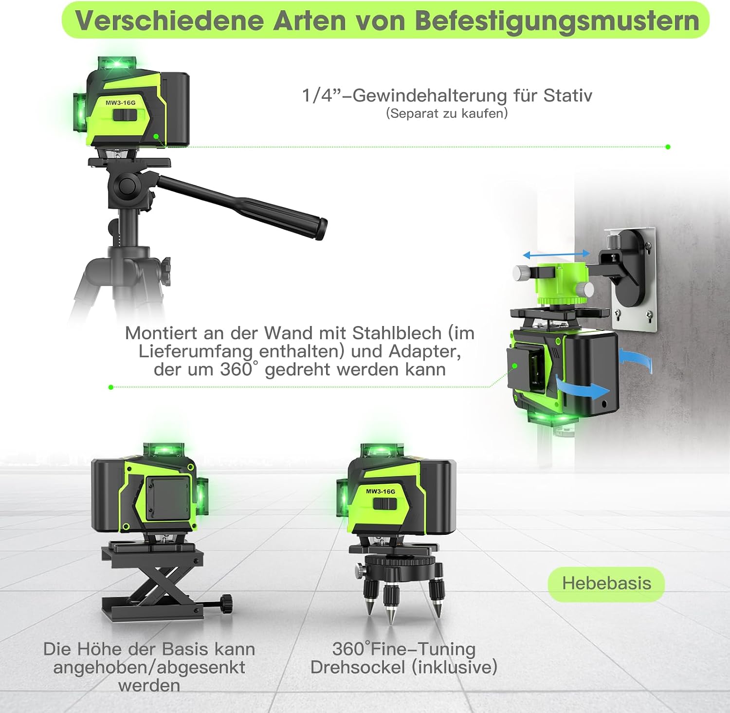 Thumbnail 3 de Pdgrid Kreuzlinienlaser Grün 16 Linien