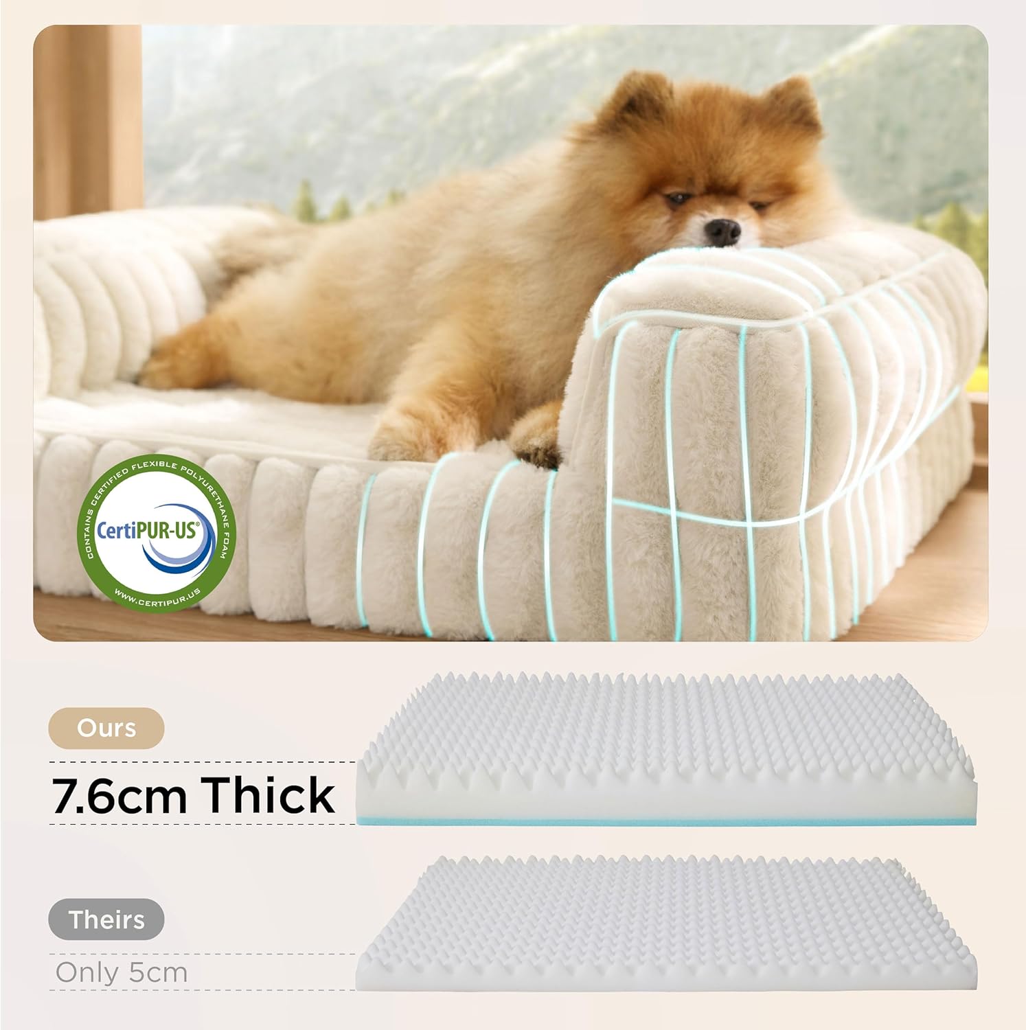 Thumbnail 2 de BEDSURE Hundebett orthopädisch 76x51x16,5cm