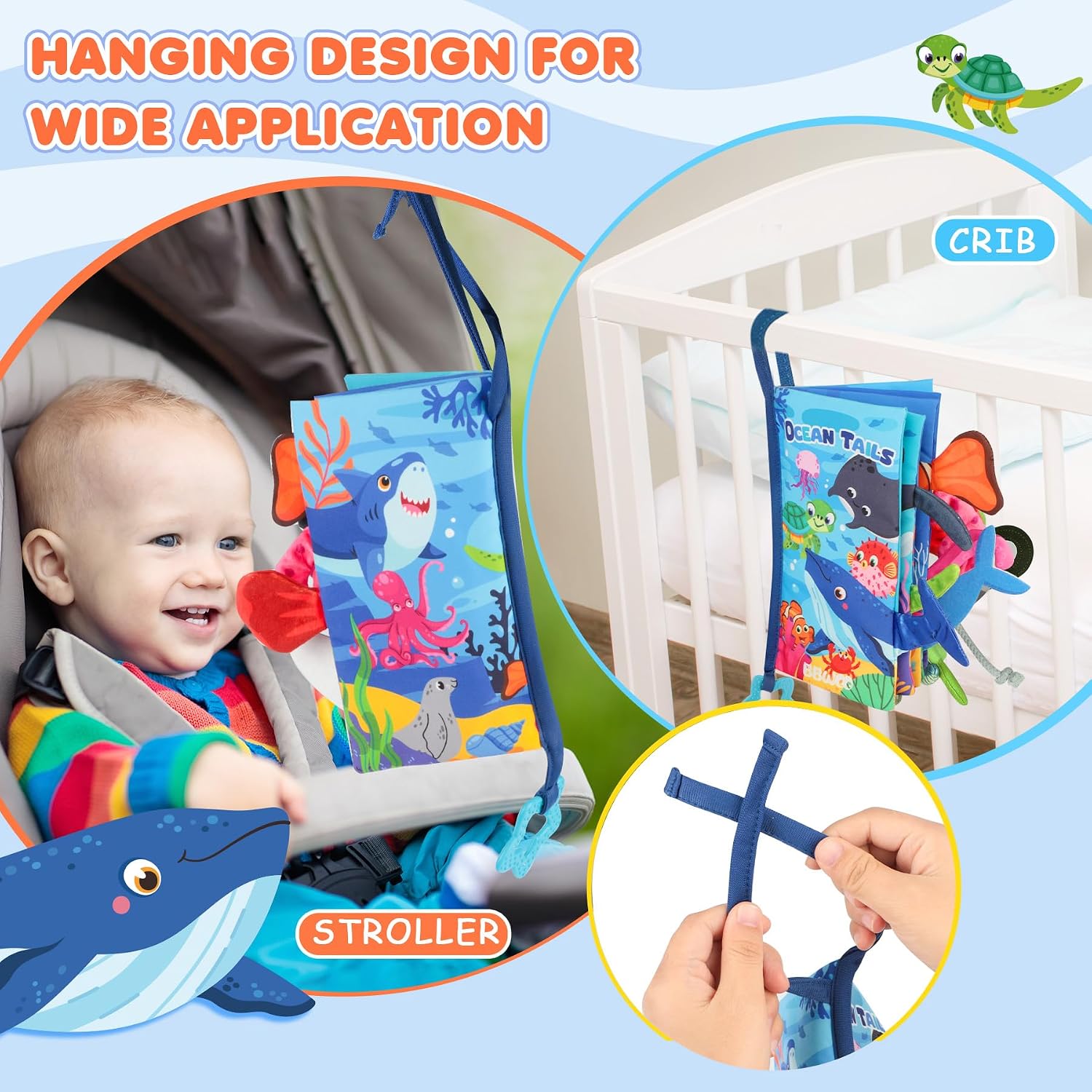 Detalle 1 de BBWOO Soft Baby Book Toy with Crinkle Sounds, Textures and Teether