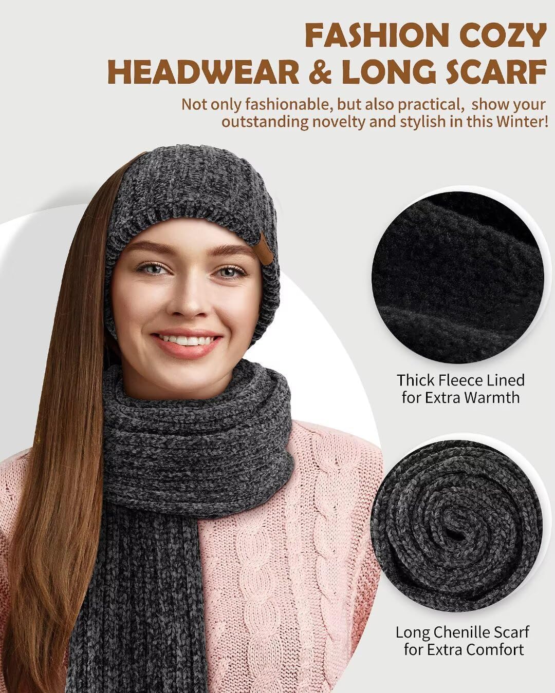 Detalle de Winuesa 4-Piece Beanie Set 70in 🧣