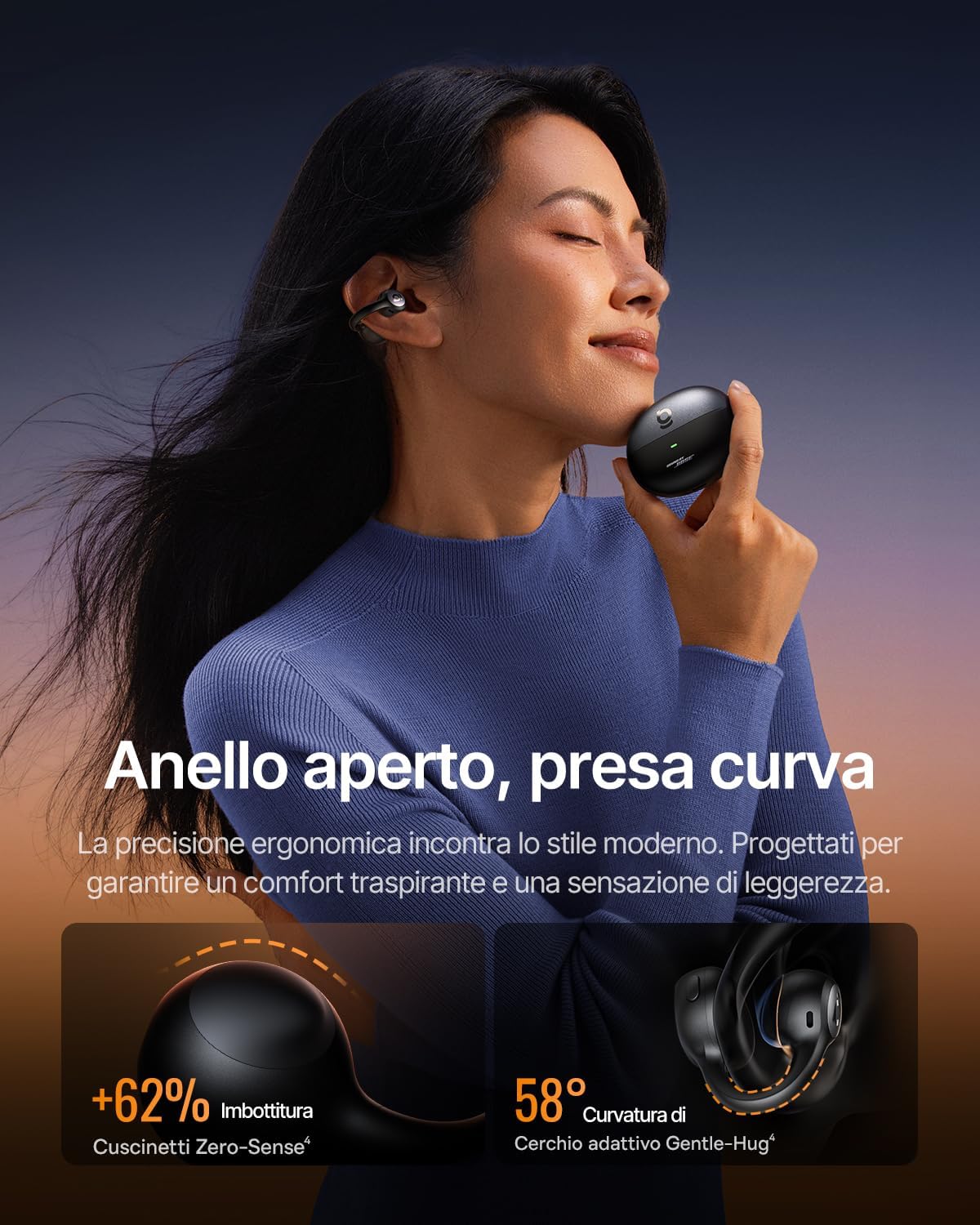 Detalle de Baseus Inspire XC1 Open-Ear: cuffie Bluetooth con suono Bose e autonomia 40 h