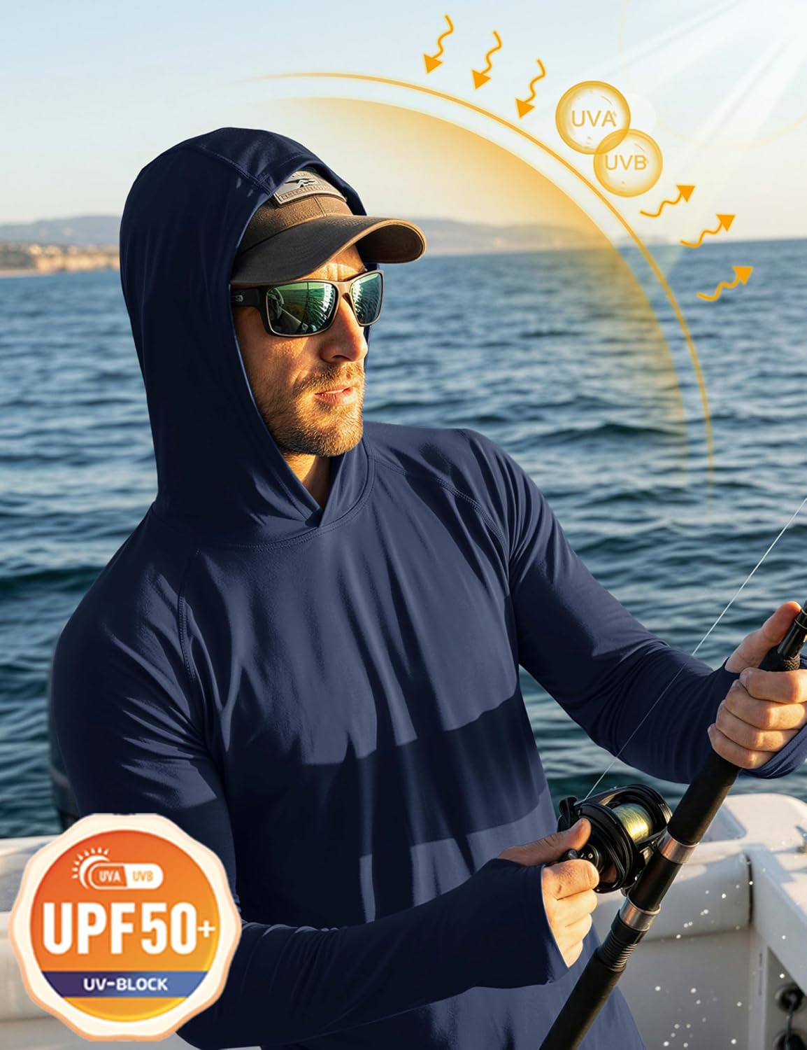 Thumbnail 4 de MAGCOMSEN Men's Hooded UPF 50+ Long Sleeve Sun Shirt, Quick-Dry Polyester