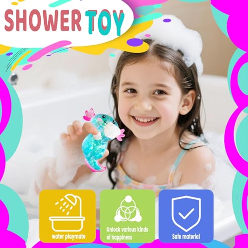 Thumbnail 3 de Puffwize Axolotl Squishy Toy, Medium Blue Glitter Squeeze Toy